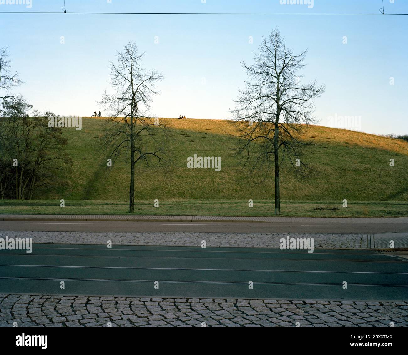 © 2022 John Angerson Ostragehege Trümmerberg, Dresden, Deutschland. Die Bombardierung Dresdens war ein britisch-amerikanischer Luftangriff auf die Stadt Dre Stockfoto