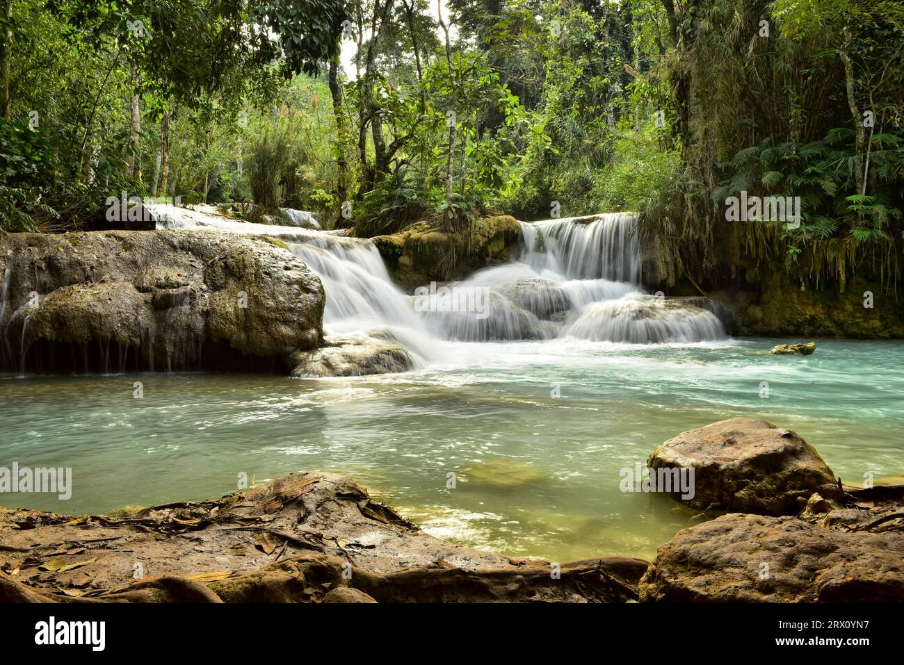 Tat SAE/Tad SAE Wasserfälle in Luang Prabang, Laos Stockfoto