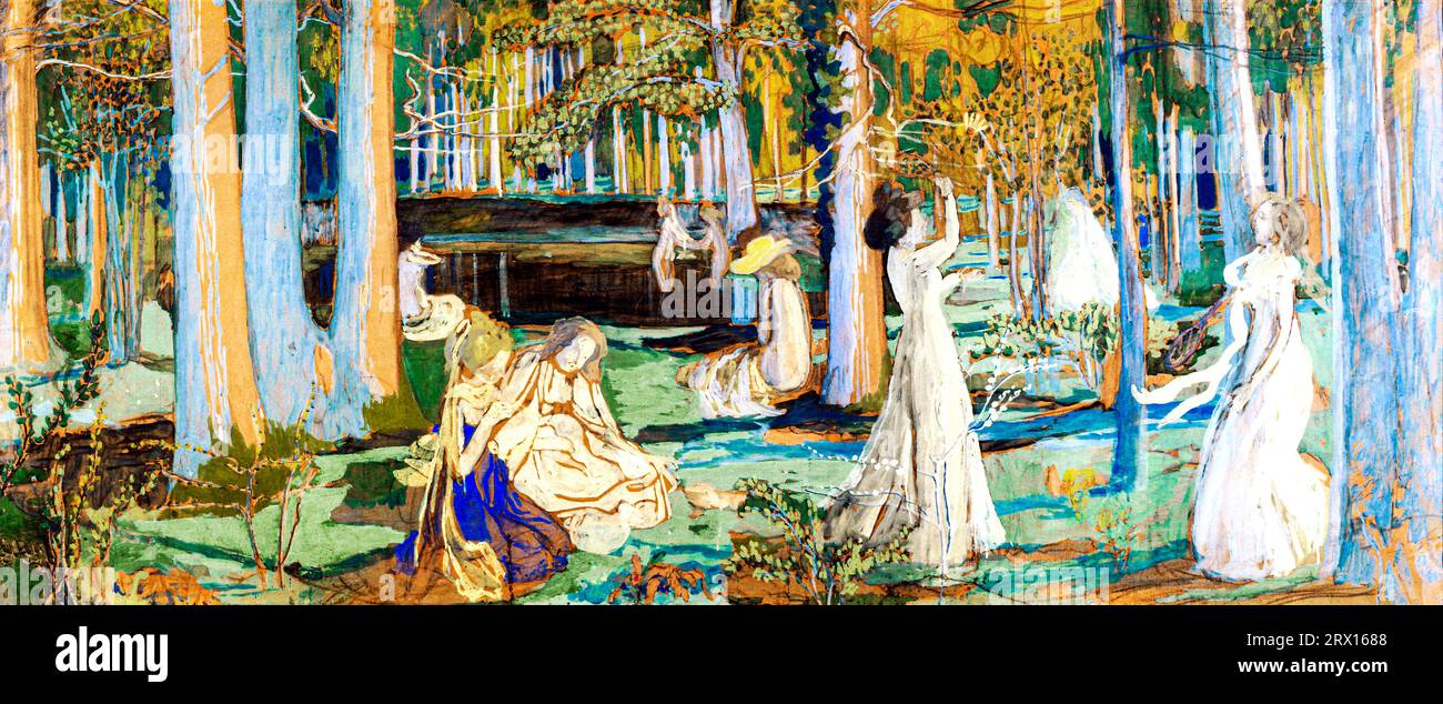 Das Gemälde Sacred Wood in hoher Auflösung von Maurice Denis. Original aus der öffentlichen Institution Paris Musées. Stockfoto