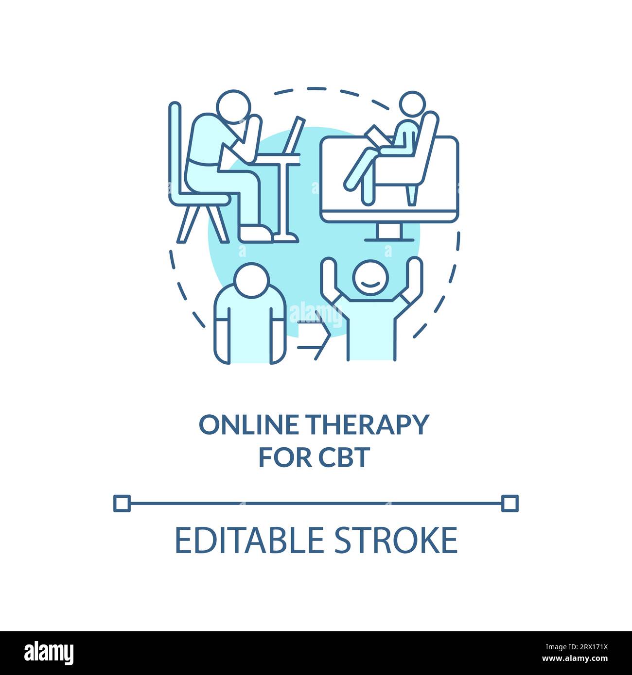 2D-anpassbare Online-Therapie für CBT-Liniensymbol-Konzept Stock Vektor