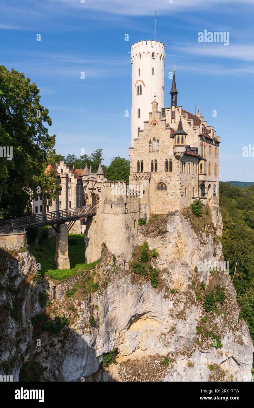 Schloss Lichtenstein, Baden-Württemberg im Sommer Stockfoto