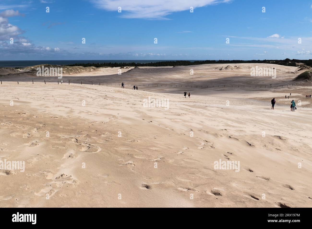 Strandgänger auf den weißen Sanddünen von Leba im Slovincian National Park, Leba, Polen Stockfoto