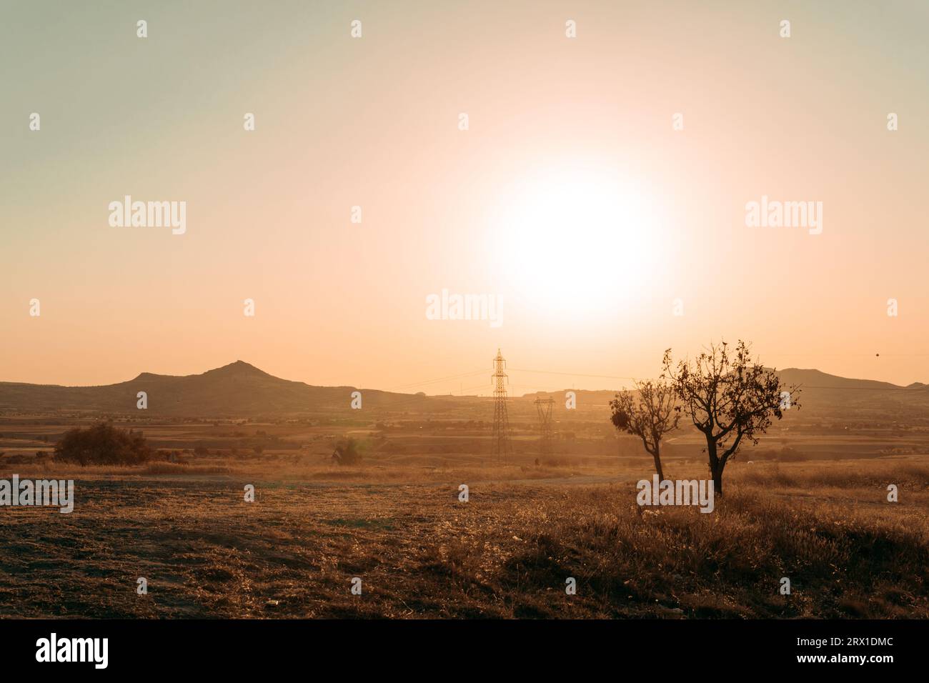 Goldene Stunde bei Sonnenuntergang in Kappadokien Stockfoto