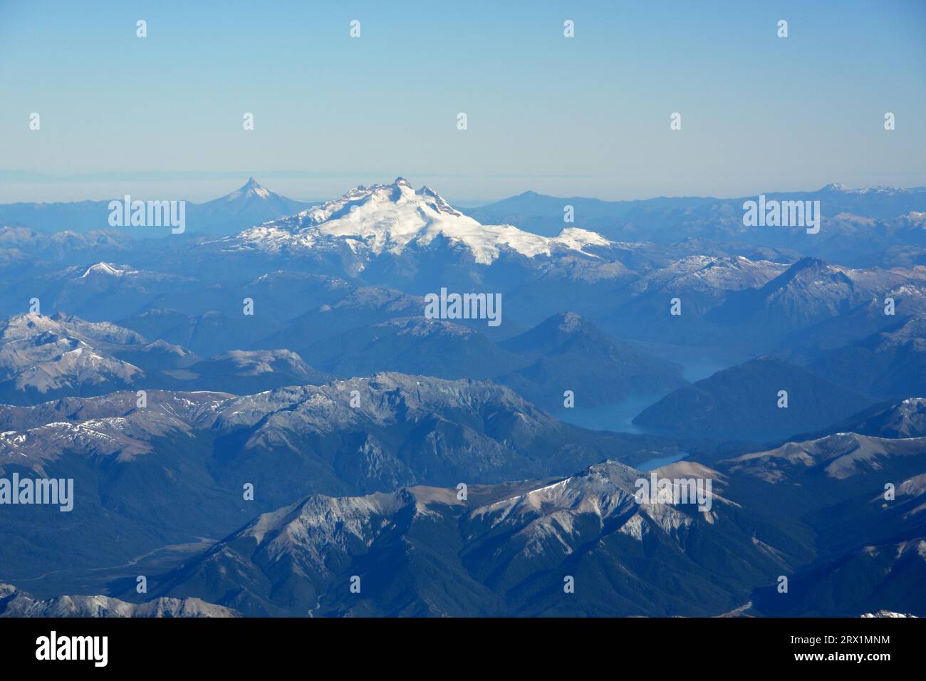 Luftaufnahme des Vulkans Cerro Tronador, Bariloche, Patagonien, Argentinien Stockfoto