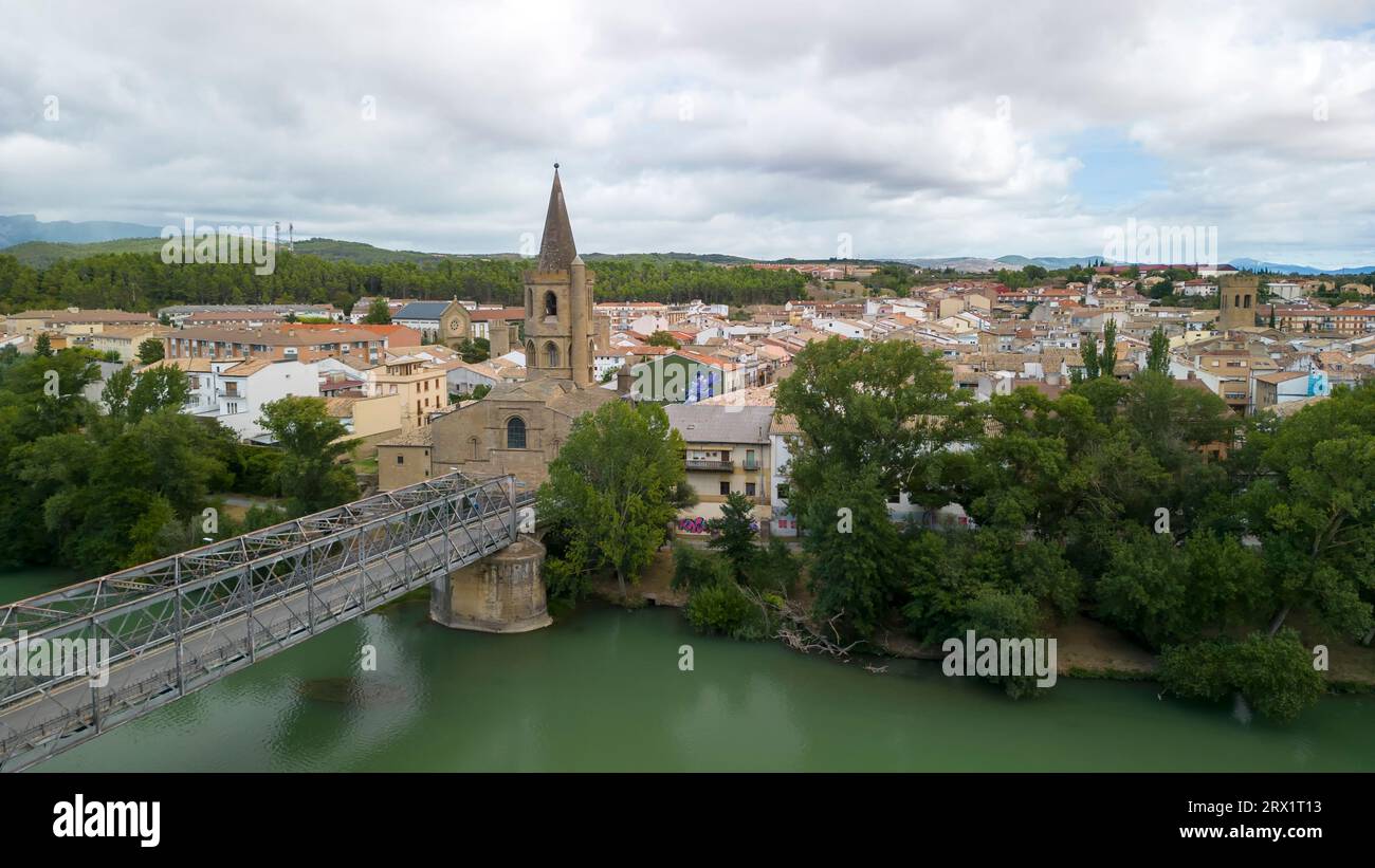 Ansicht der Gemeinde Sanguesa in der Autonomen Gemeinschaft Navarra, Spanien Stockfoto