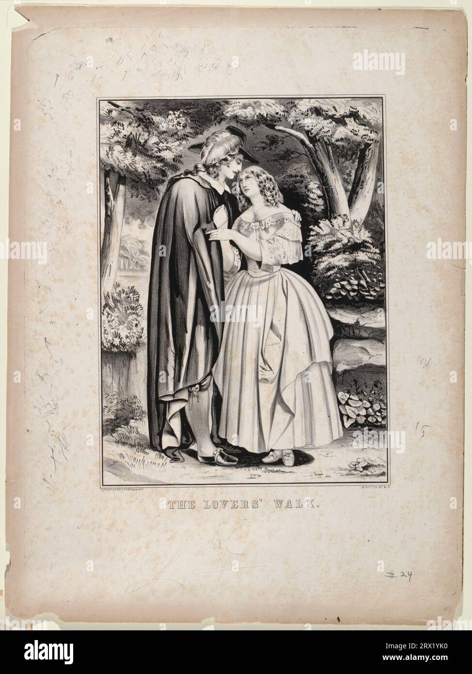 Lithographie, 'The Lovers' Walk'. DL*60.2244. Peters Prints Collection. Stockfoto