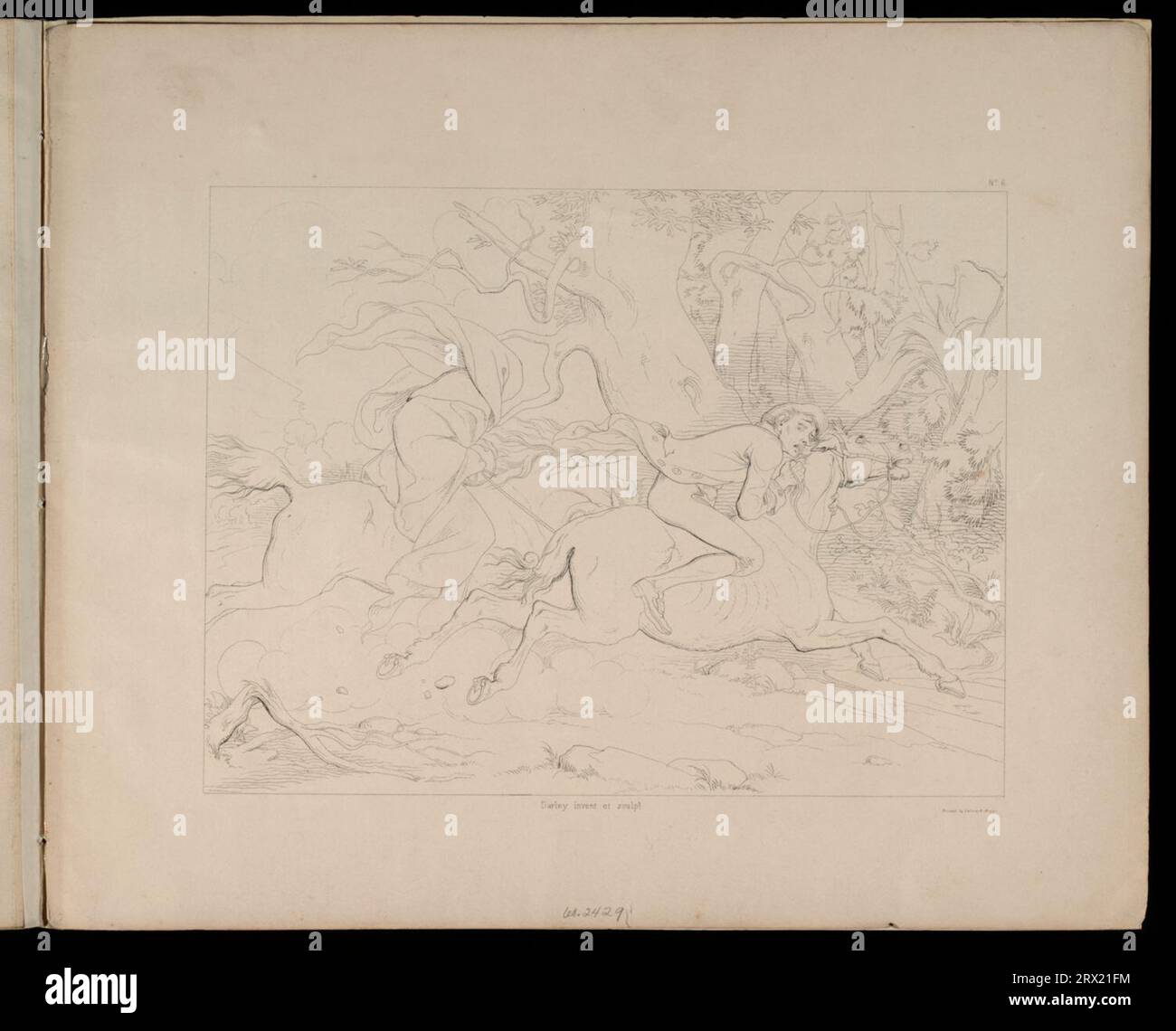 Lithographie, „Untitled (Legend of Sleepy Hollow Illustration)“. DL*60.2429. Peters druckt die Kollektion. Stockfoto