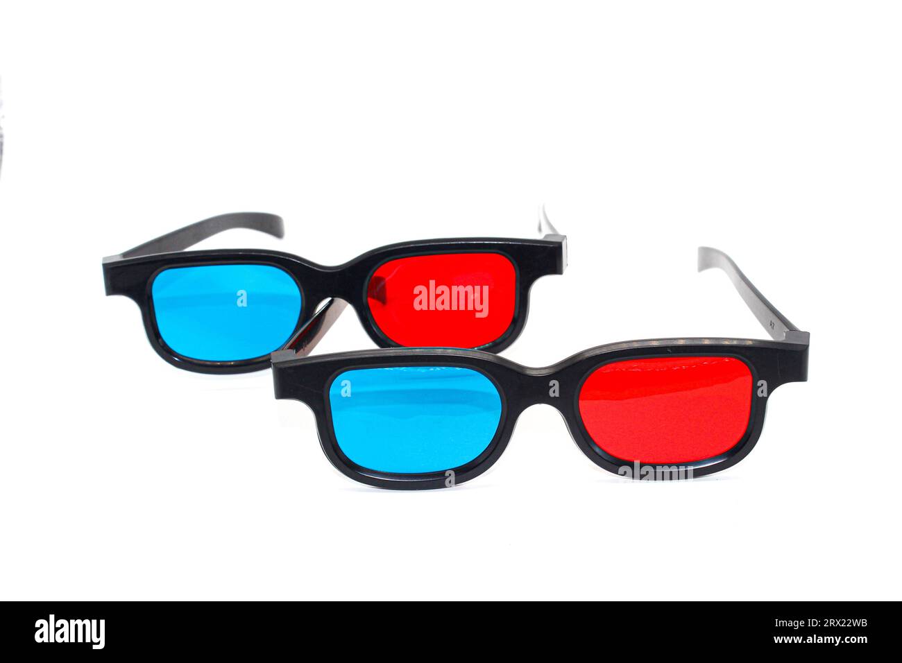 Anaglyphenbild einer 3D-Brille mit selektivem Fokus Stockfoto