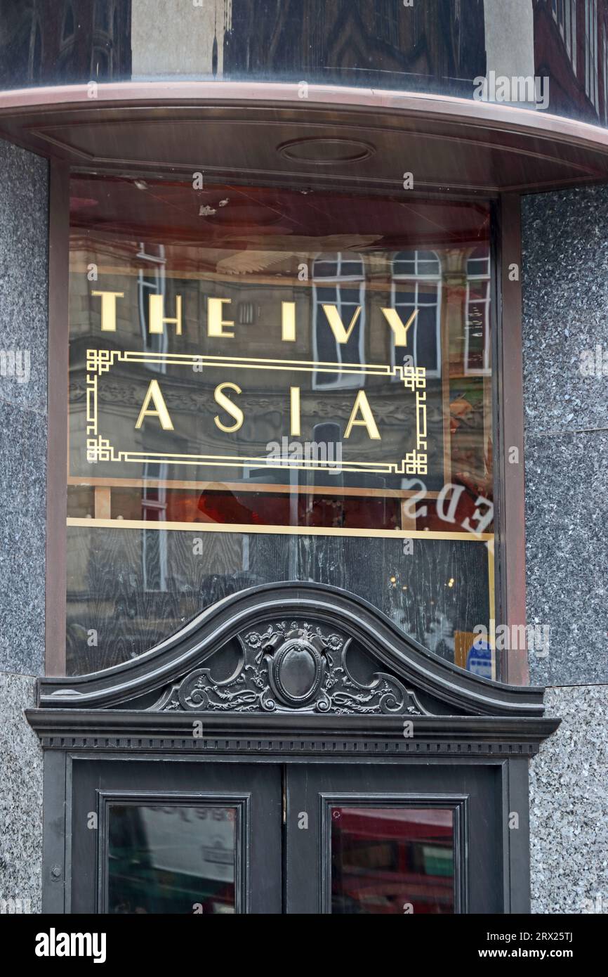 Schild über dem Eingang zum Ivy Asia Restaurant, Leeds Stockfoto