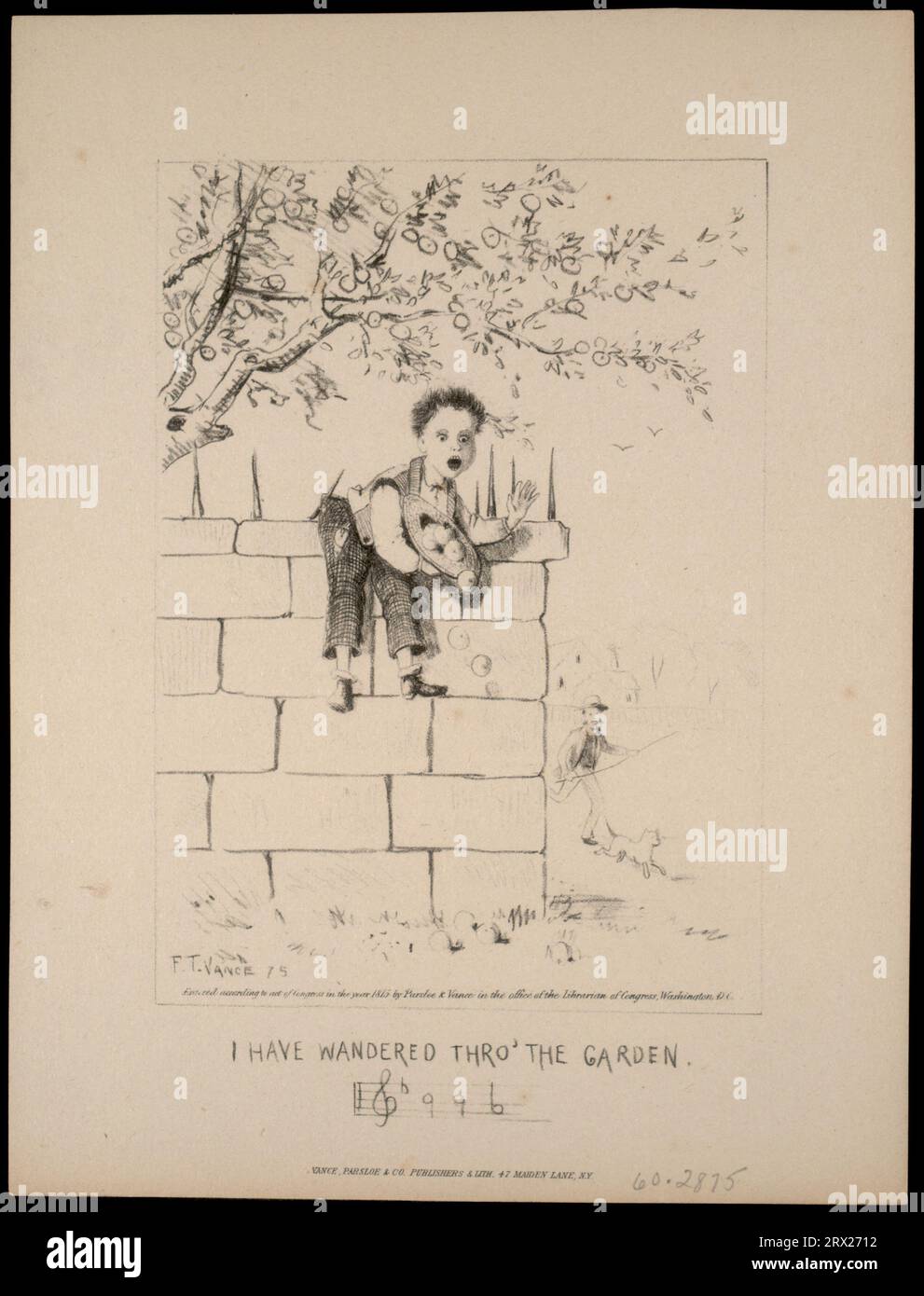 Lithographie: „Ich bin durch den Garten gewandert“. DL*60.2875. Peters Prints Collection. Stockfoto