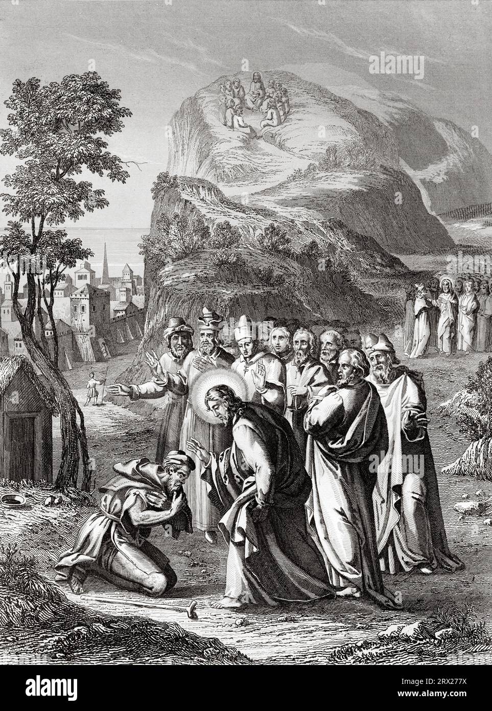 Jesus heilt einen Aussätzigen in Samaria. Illustration für das Leben unseres Herrn Jesus Christus, geschrieben von den vier Evangelisten, 1853 Stockfoto