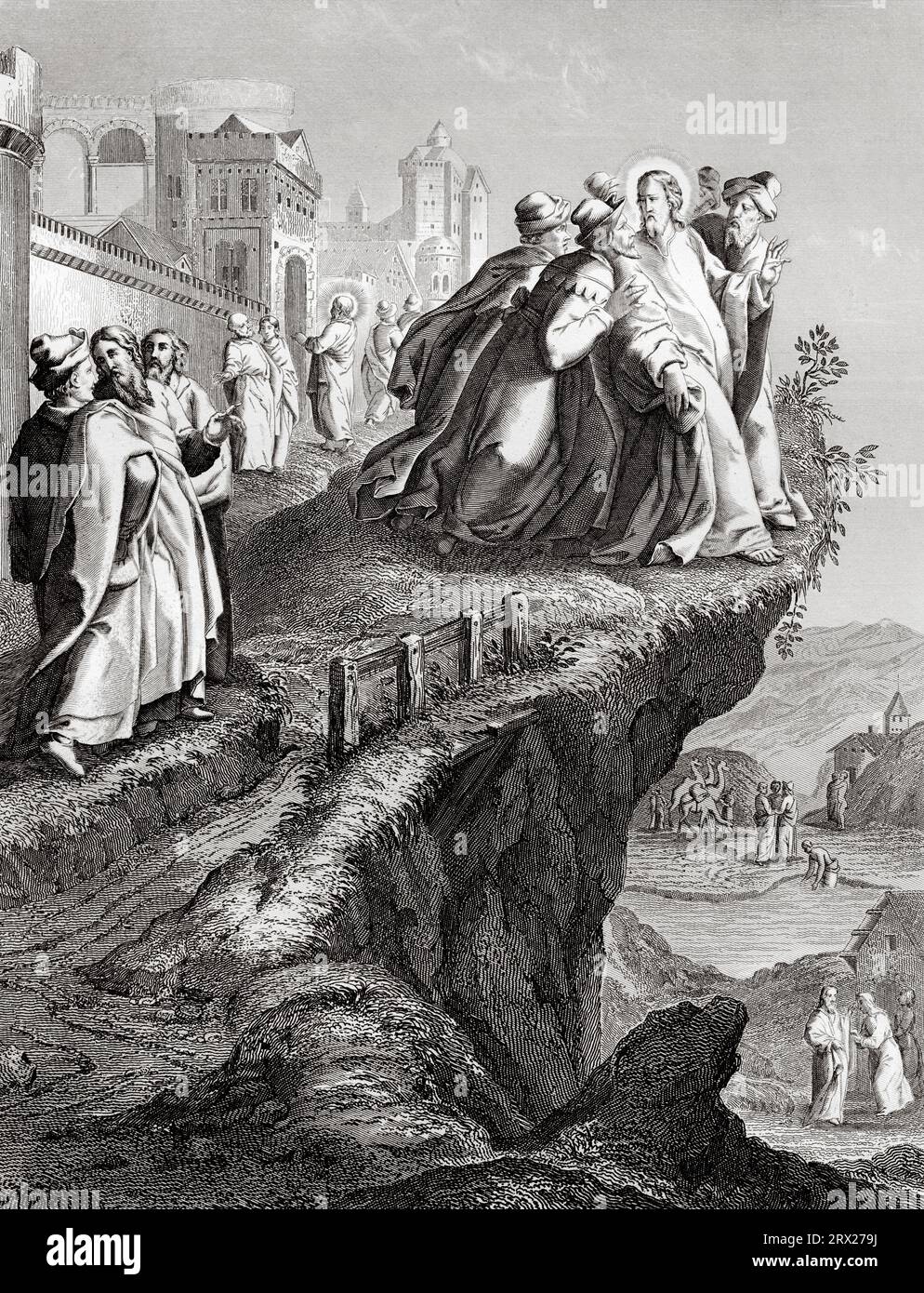 Die Verfolgung Jesu. Illustration für das Leben unseres Herrn Jesus Christus, geschrieben von den vier Evangelisten, 1853 Stockfoto
