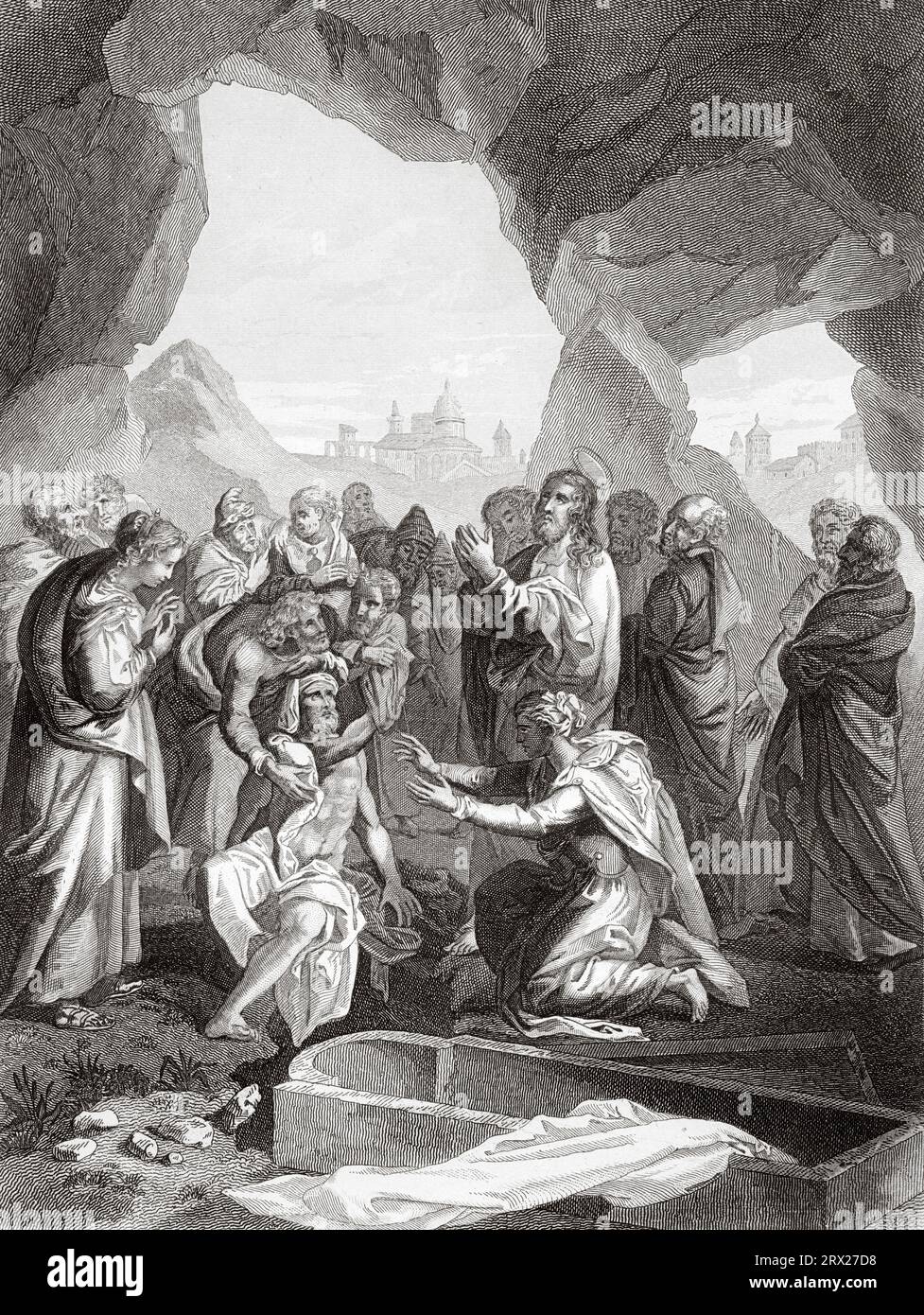 Die Auferstehung des Lazarus. Illustration für das Leben unseres Herrn Jesus Christus, geschrieben von den vier Evangelisten, 1853 Stockfoto