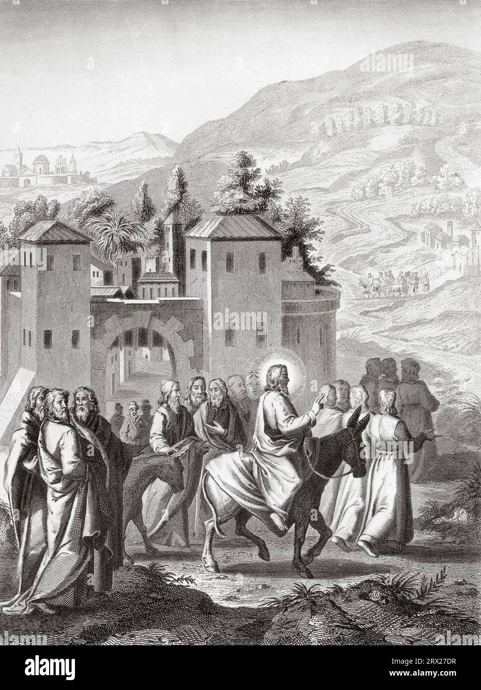 Jesus zieht von Bethlehem nach Jerusalem. Illustration für das Leben unseres Herrn Jesus Christus, geschrieben von den vier Evangelisten, 1853 Stockfoto