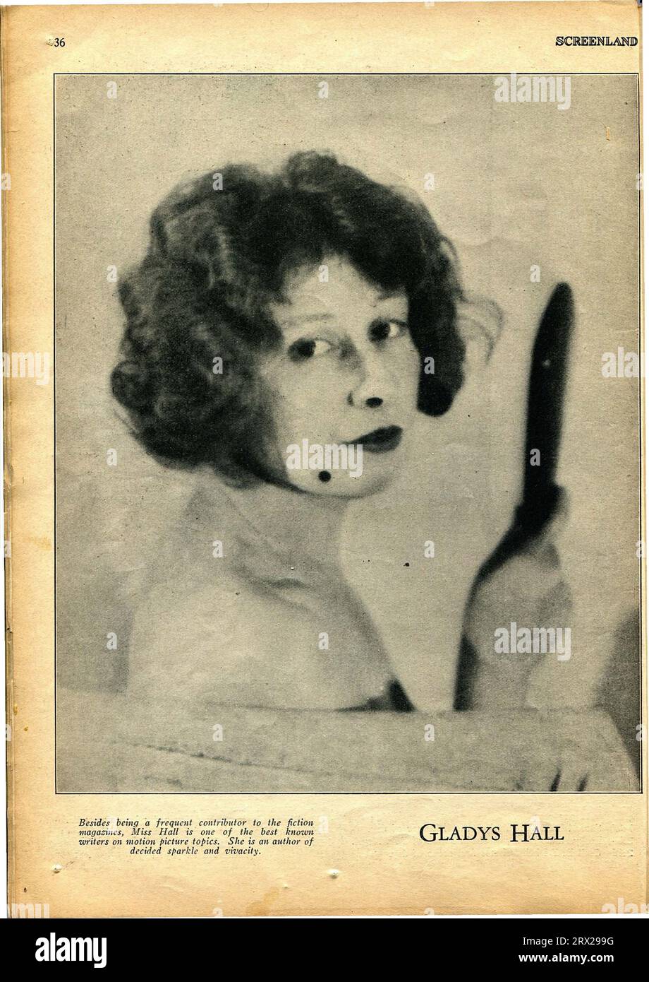 Screenland war ein monatlich erscheinendes US-Magazin über Filme. Gladys Hall war eine US-amerikanische Bühnenkünstlerin und Stummfilmschauspielerin Stockfoto