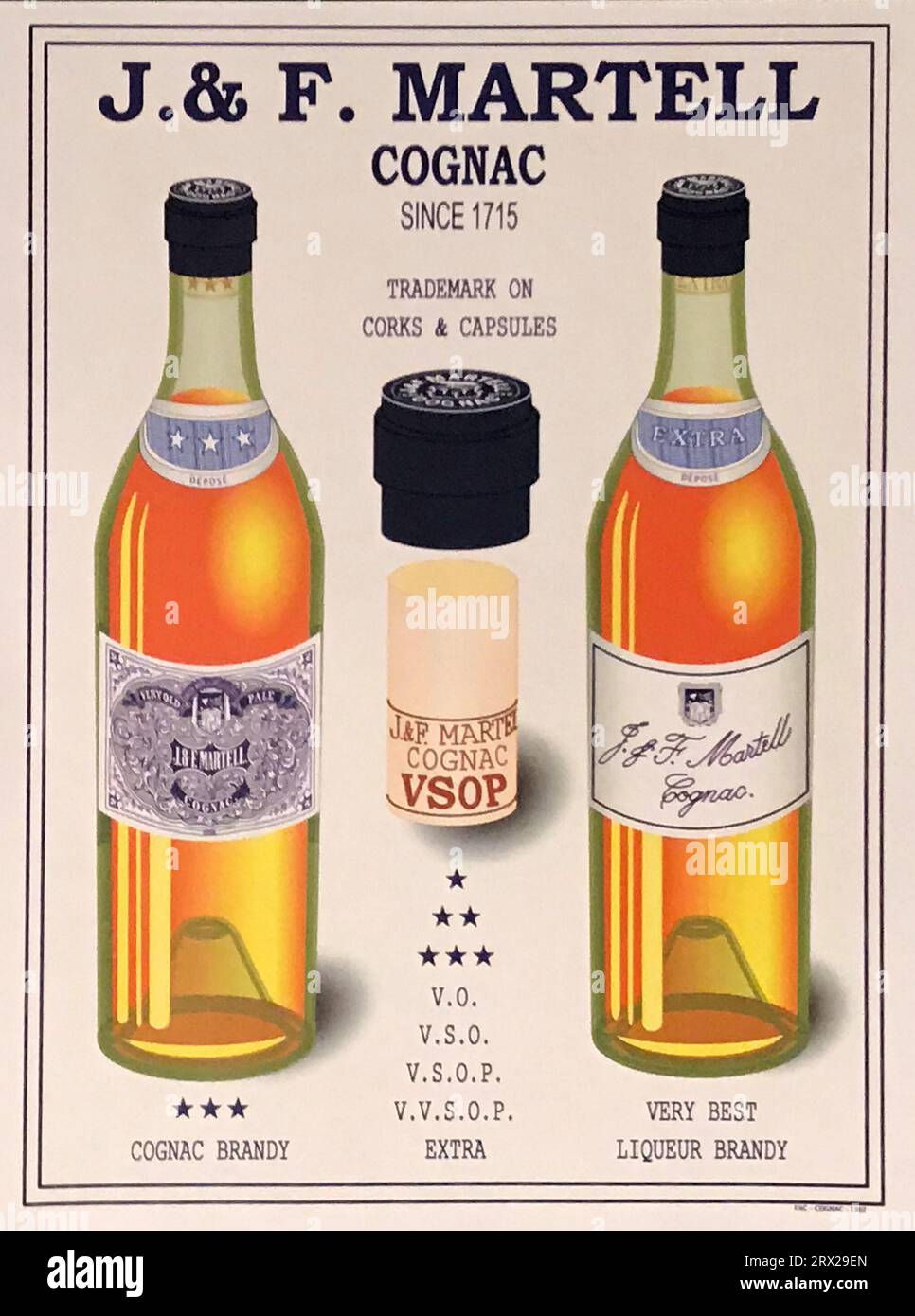 Volly Martell's Cognac Brandy Retro-Werbung Stockfoto