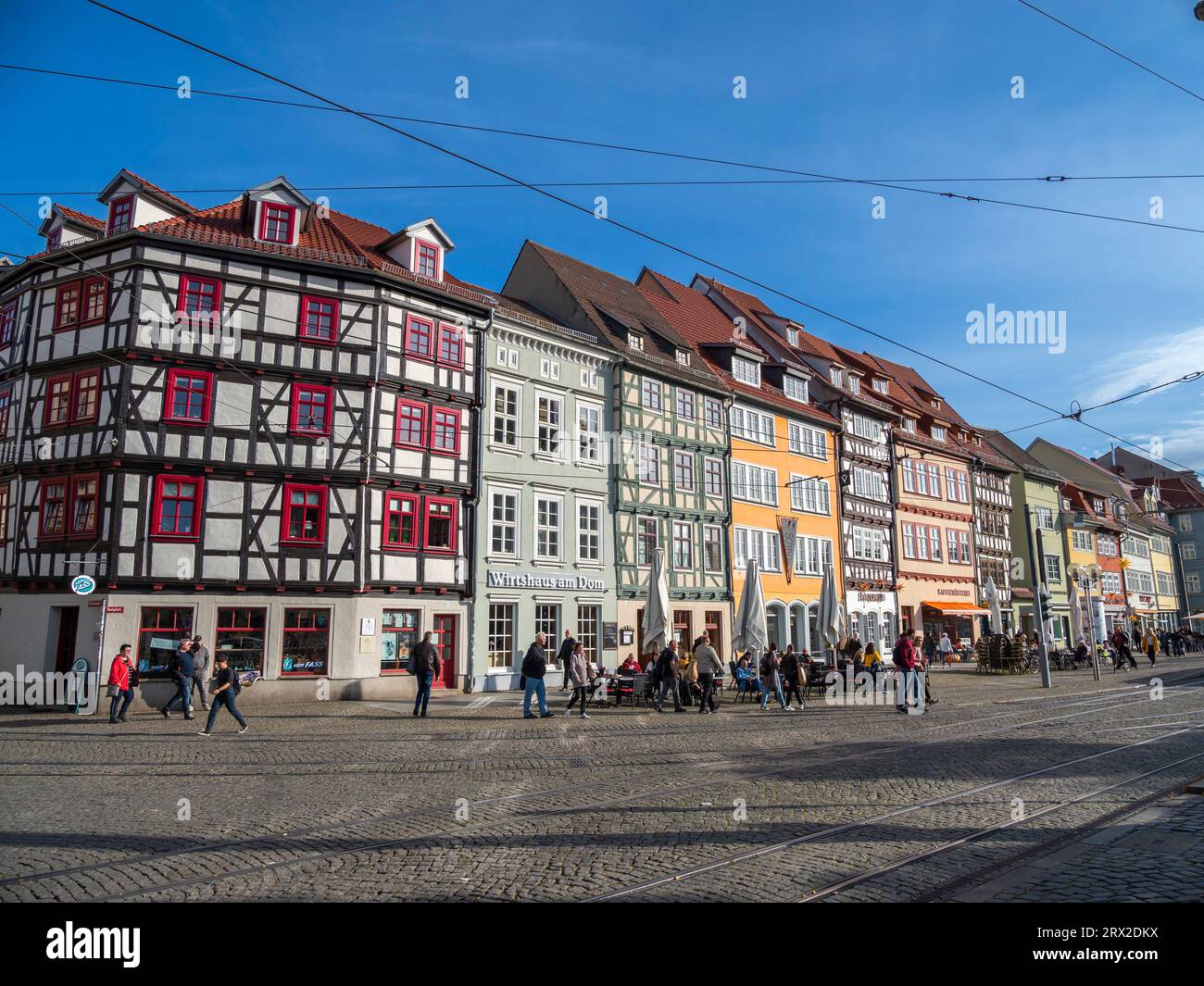 Blick auf die Stadt Erfurt, die Hauptstadt und größte Stadt des mitteldeutschen Landes Thüringen, Deutschland, Europa Stockfoto