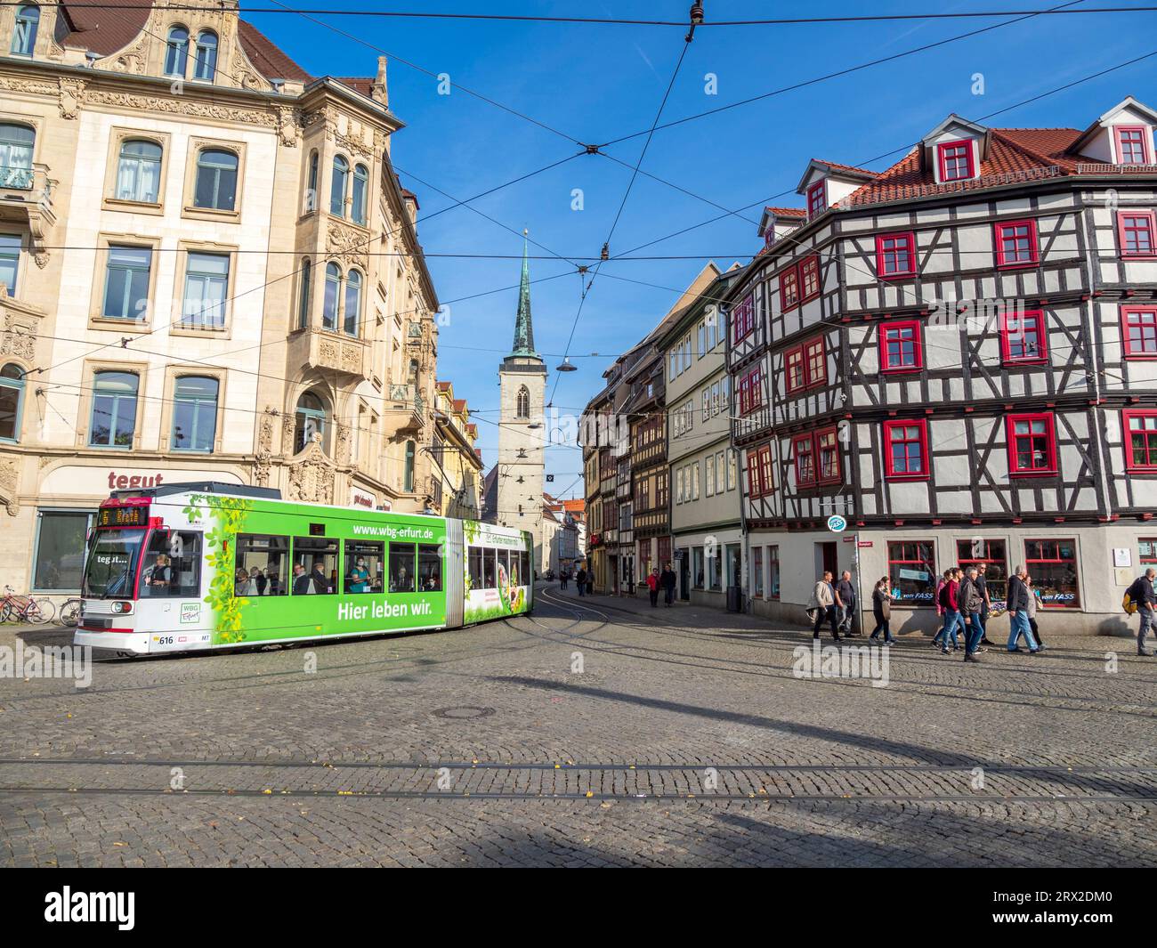 Blick auf die Stadt Erfurt, die Hauptstadt und größte Stadt des mitteldeutschen Landes Thüringen, Deutschland, Europa Stockfoto
