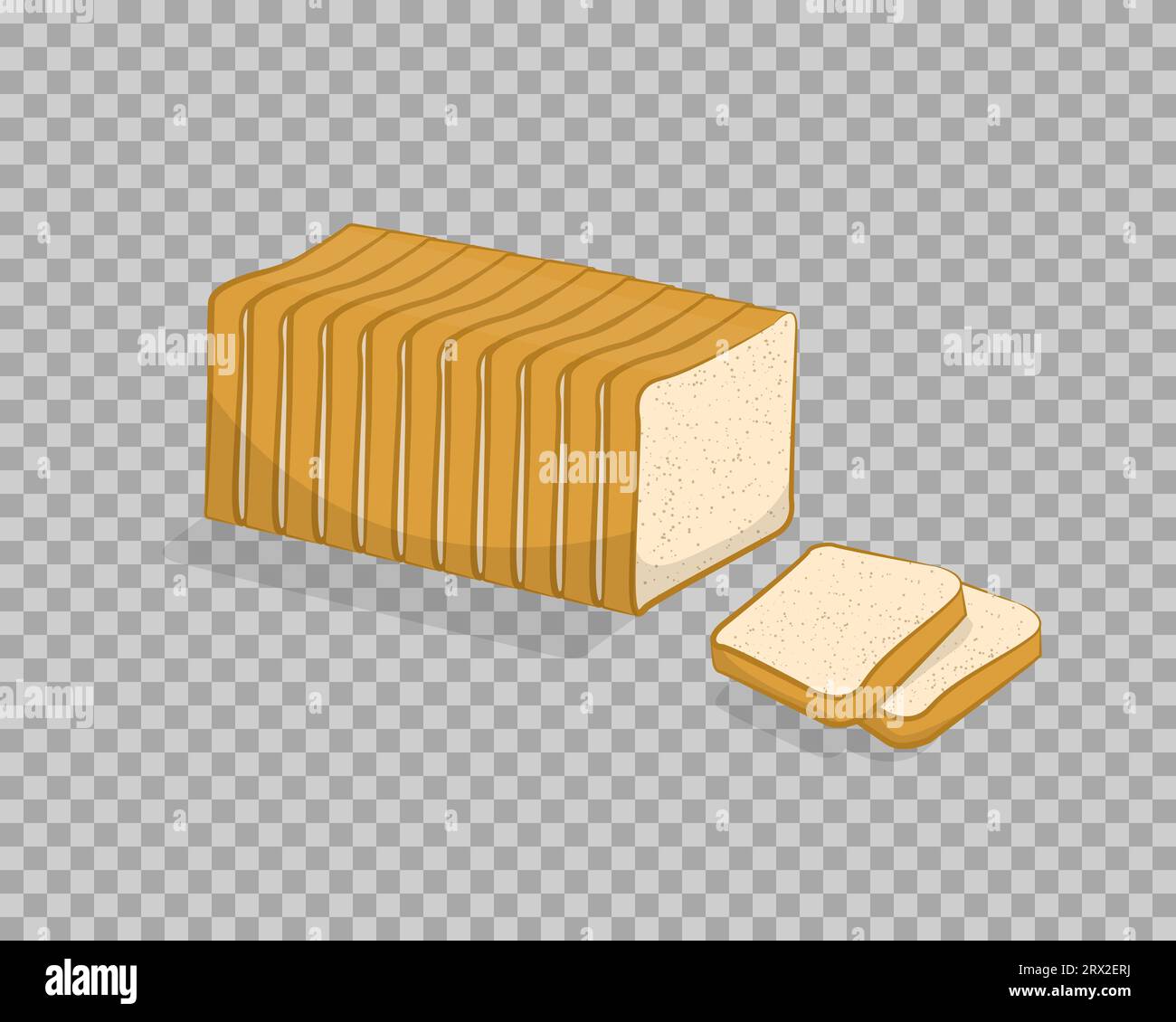 Weißbrot isoliert, auf transparentem Hintergrund geschnitten. Vektor-Illustration, Bäckereiprodukte, die im Cartoon-Stil von Hand hergestellt werden. Stock Vektor