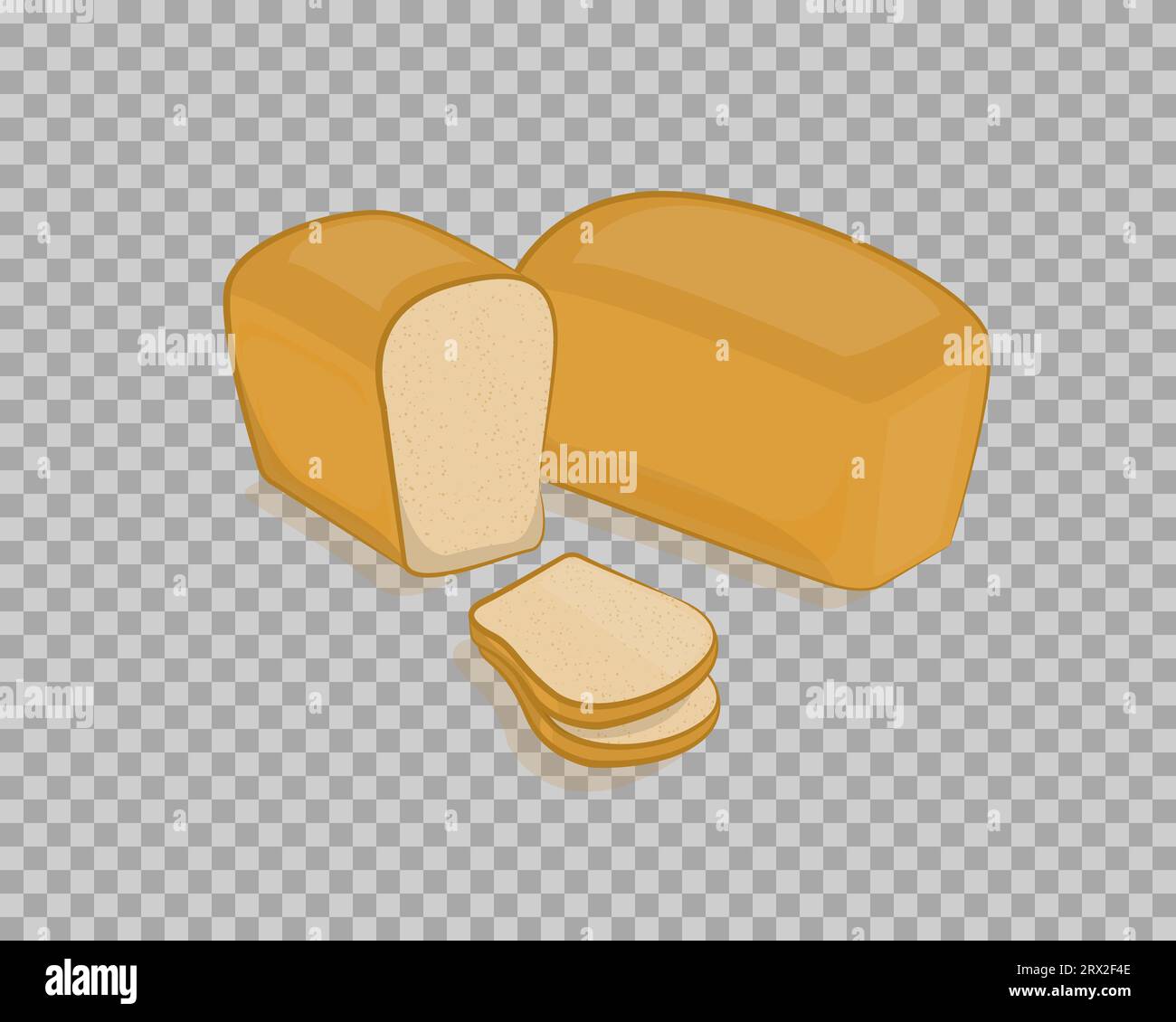 Weißbrot isoliert, auf transparentem Hintergrund geschnitten. Vektor-Illustration, Bäckereiprodukte, die im Cartoon-Stil von Hand hergestellt werden. Stock Vektor