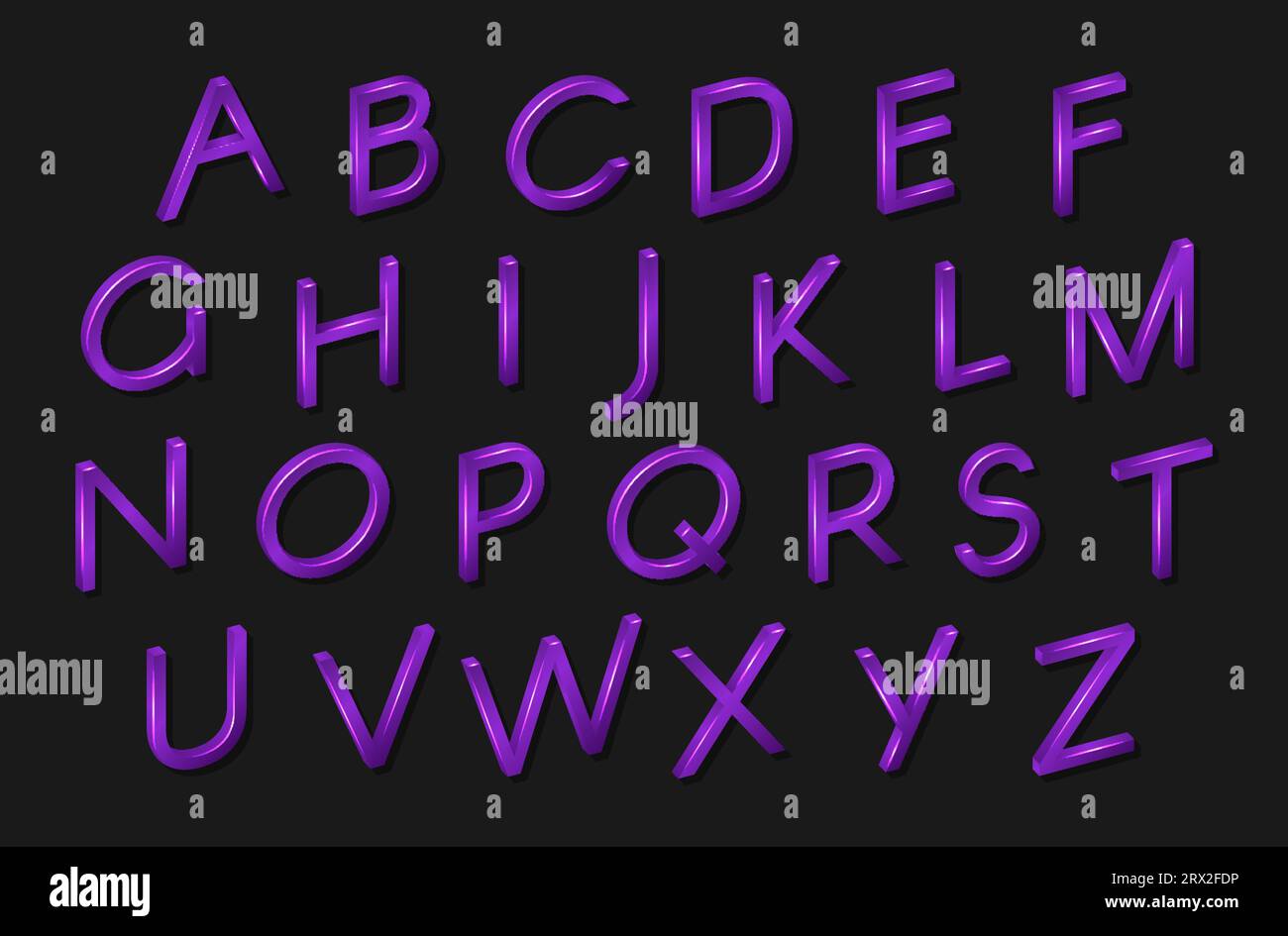 Buchstaben in der isometrischen Schriftart 3D isoliert auf weißem Hintergrund. Alphabet, ABC für Textlabels und Namen Ihrer anderen Projekte. Vector Illustrati Stock Vektor