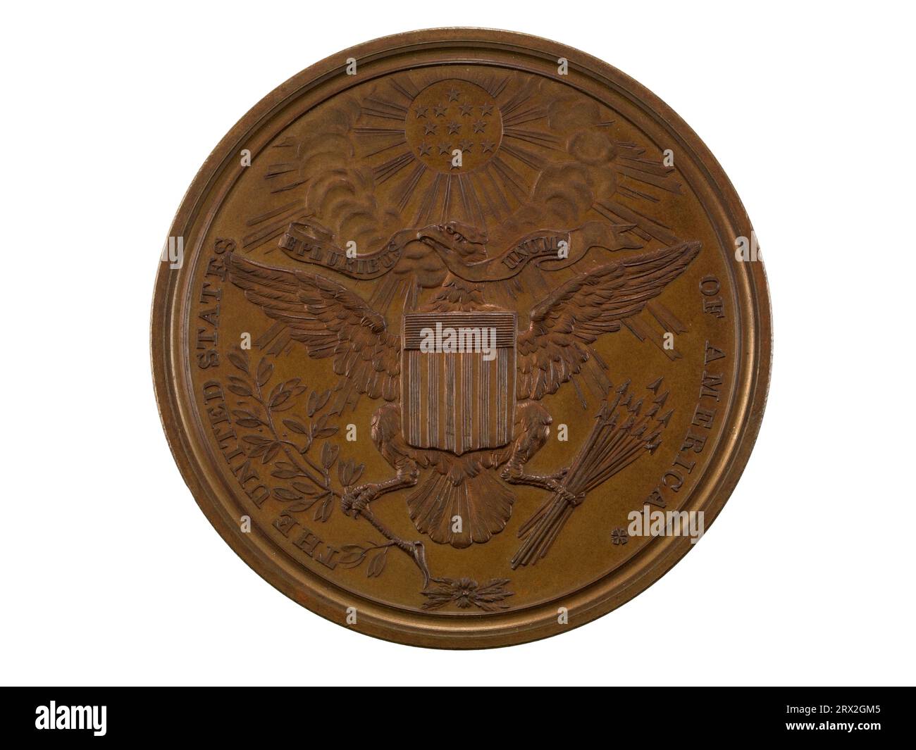 Diplomatenmedaille, United States, 1876 (U.S. Mint Copy stirbt), Vorderseite. NU*275799.0085. Comitia Americana. Stockfoto