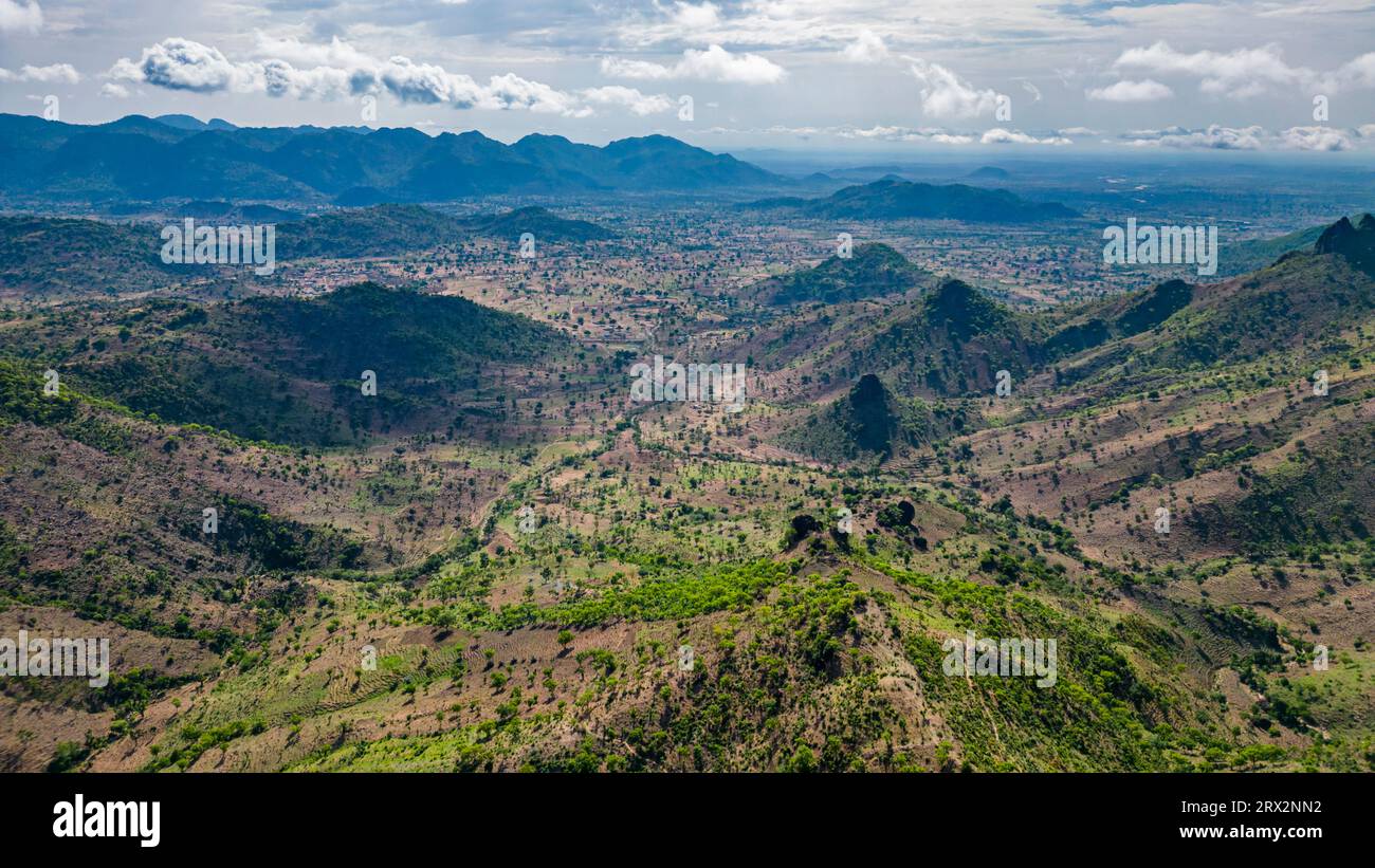 Die Luft des Rhumsiki-Gipfels in der Mondlandschaft von Rhumsiki, Mandara-Berge, Provinz Far North, Kamerun, Afrika Stockfoto
