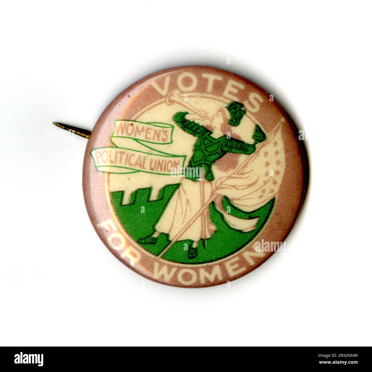 Button, Stimmen für Frauen, politische Gewerkschaft für Frauen. PL*242991.017. Stockfoto