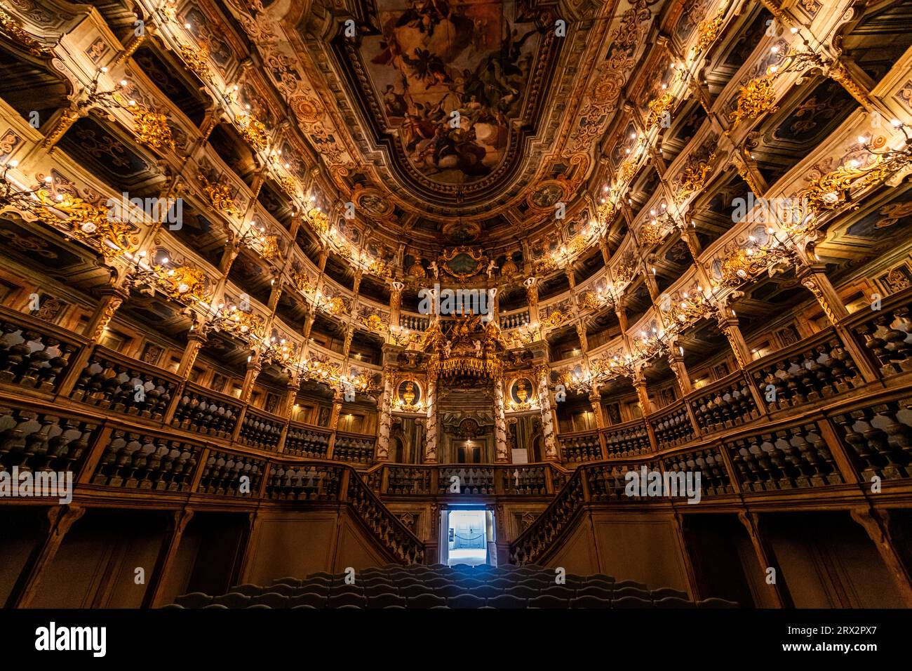 Inneneinrichtung der Markgräflichen Oper, UNESCO-Weltkulturerbe, Bayreuth, Bayern, Deutschland, Europa Stockfoto
