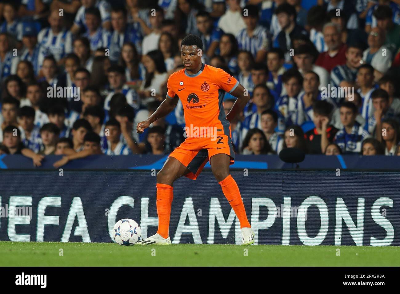 San Sebastian, Spanien. September 2023. Denzel Dumfries (Internazionale) Fußball/Fußball : UEFA Champions League Gruppenphase Gruppe D Spiel zwischen Real Sociedad 1-1 FC Internazionale Milano in der reale Arena in San Sebastian, Spanien. Quelle: Mutsu Kawamori/AFLO/Alamy Live News Stockfoto