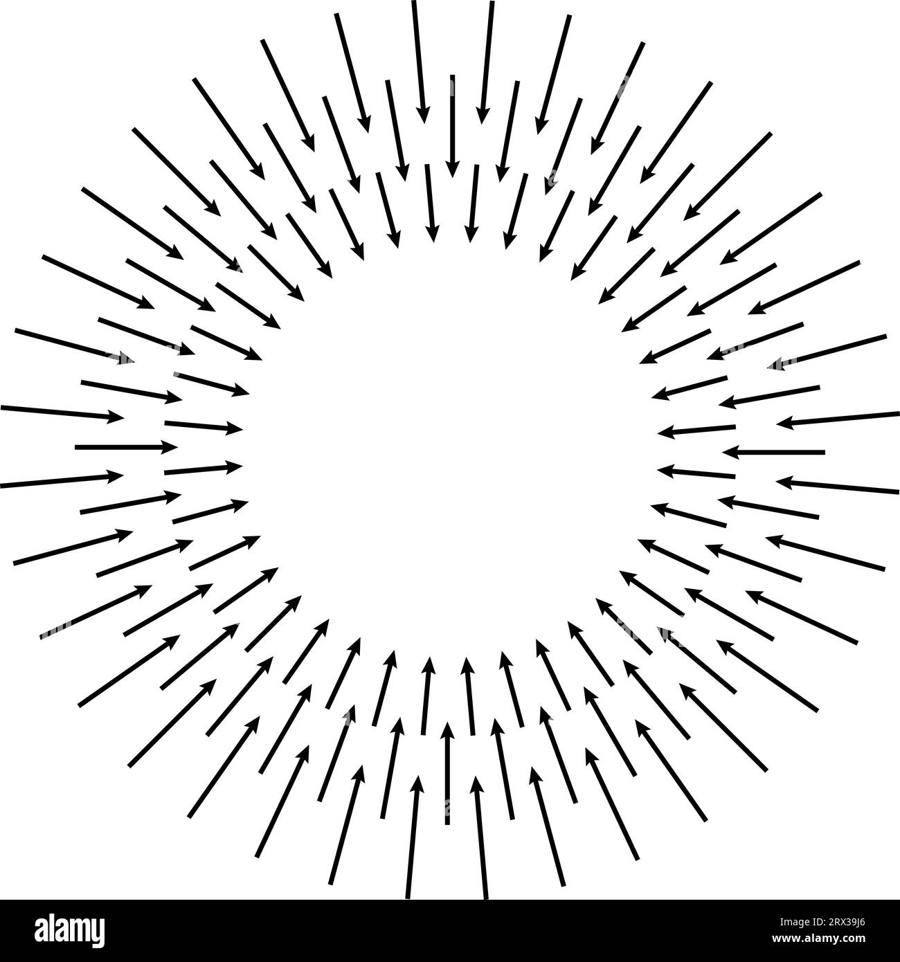 Sonnenstrahlen, abstrakte Hand gezeichnet, putzt Sonnenstrahlen, Kreisstrahlen Stock Vektor