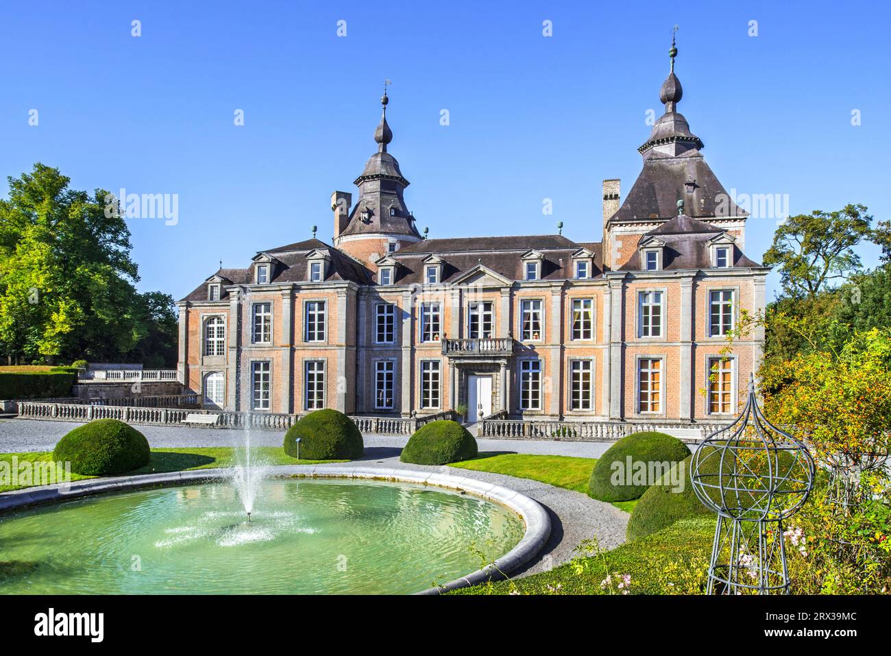 Château de Modave / Château des Comtes de Marchin, Barockschloss aus dem 17. Jahrhundert in der Nähe von Modave, Provinz Lüttich, belgische Ardennen, Wallonien, Belgien Stockfoto