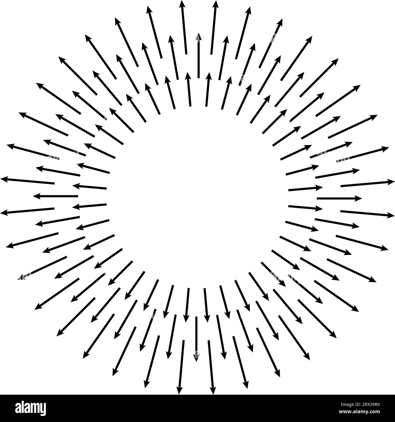Sonnenstrahlen, abstrakte Handzeichnung, Bürsten, Sonnenkreisstrahl Stock Vektor