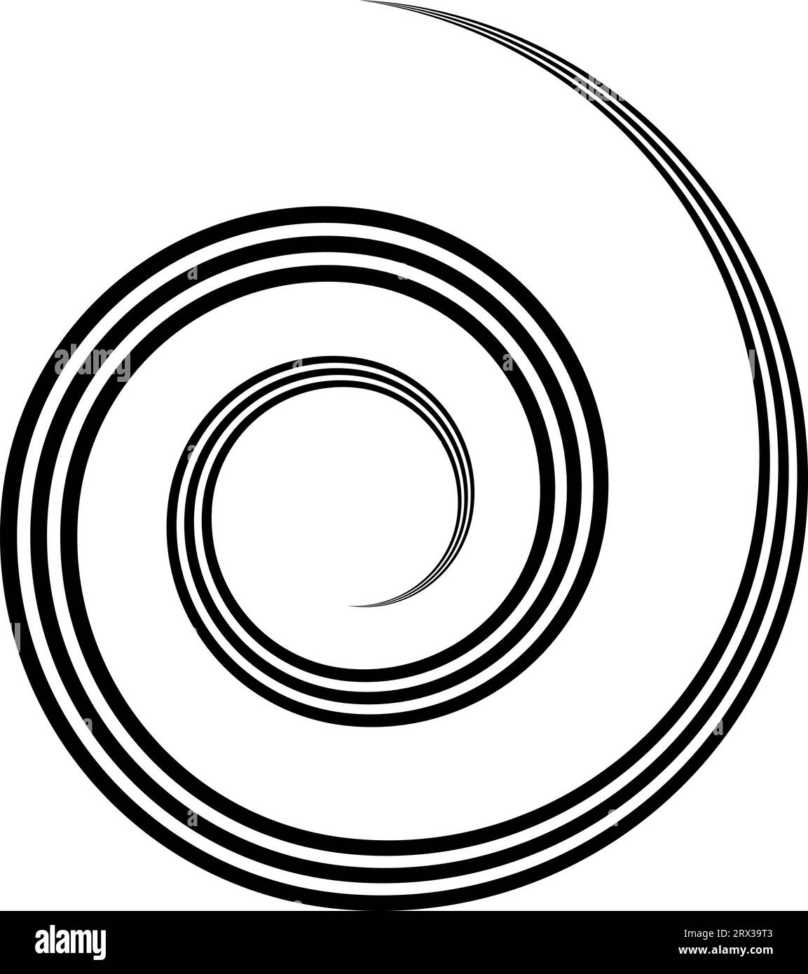 Dreifach spiralförmig, drehbar, runde, konzentrische Form, gewellte Grundplatte, Abbildung Stock Vektor
