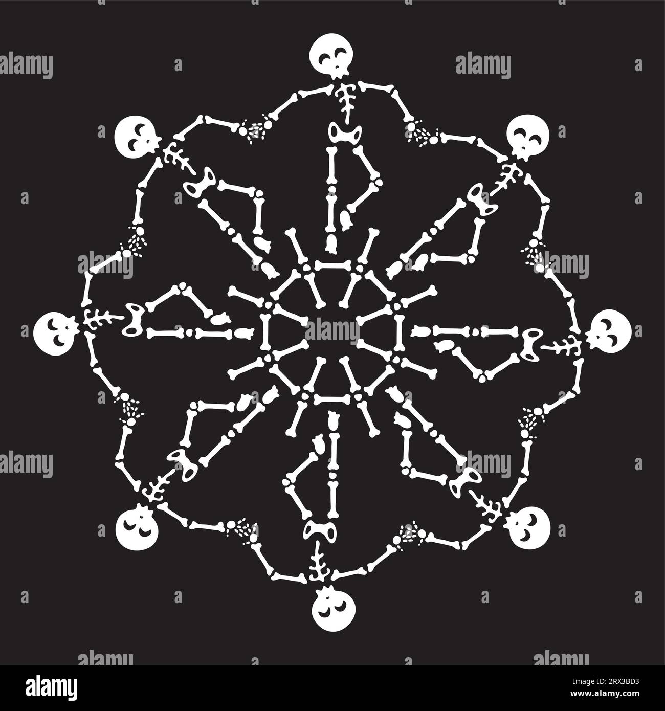 Skurriles Skelett-Mandala für festliche Feiern Stock Vektor