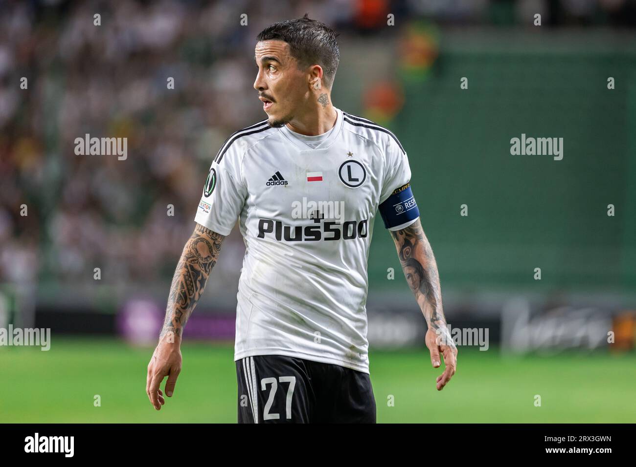 Josue Pesqueira aus Legia, der während des Gruppenspiels der UEFA Europa Conference League zwischen Legia Warszawa und Aston Villa im Marschall Jozef Pilsudski Legia Warsaw Municipal Stadium zu sehen war. Endstand: Legia Warszawa 3:2 Aston Villa. Stockfoto