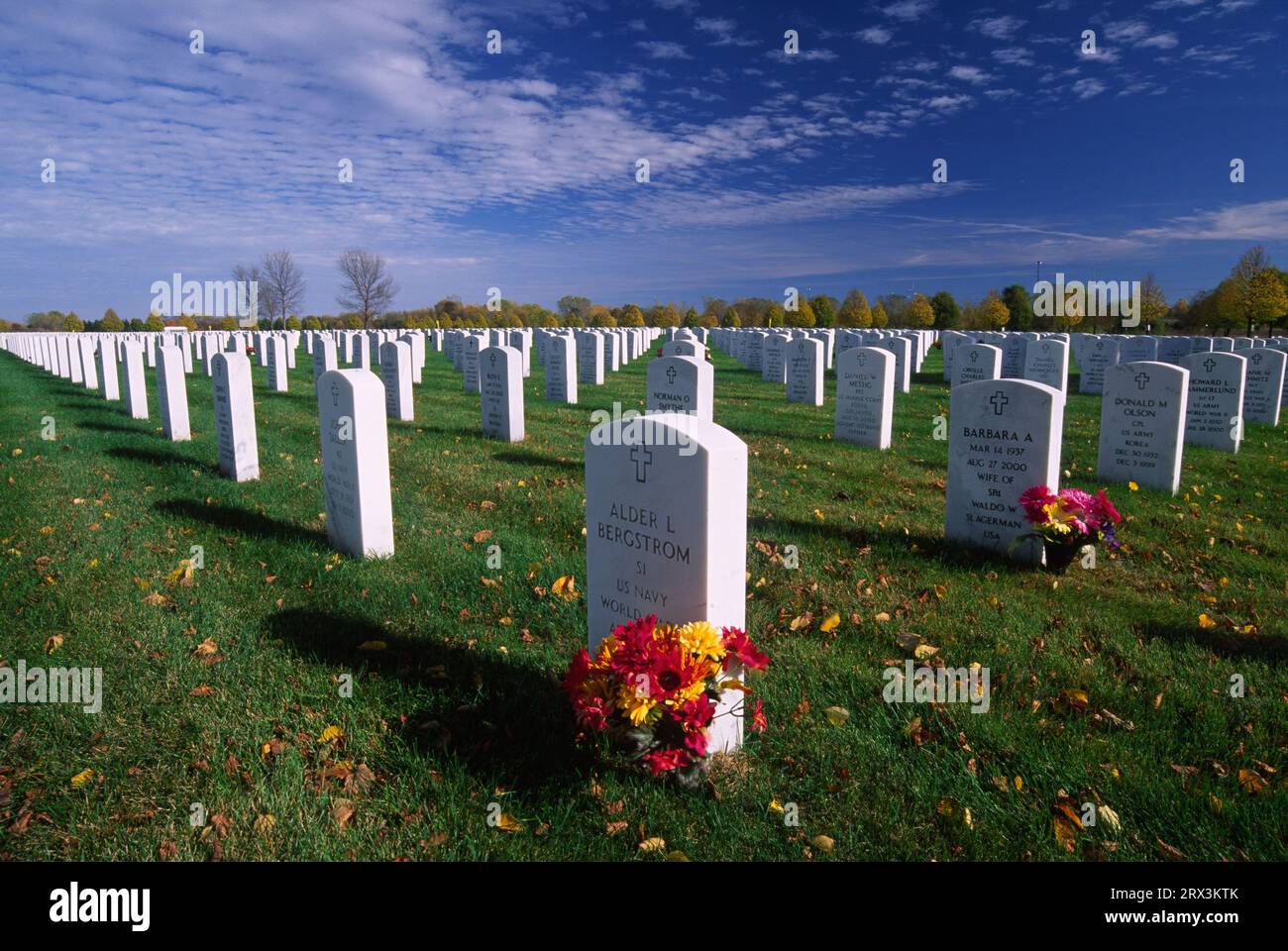 Grave Rows, Fort Snelling National Cemetery, Minneapolis, Minnesota Stockfoto