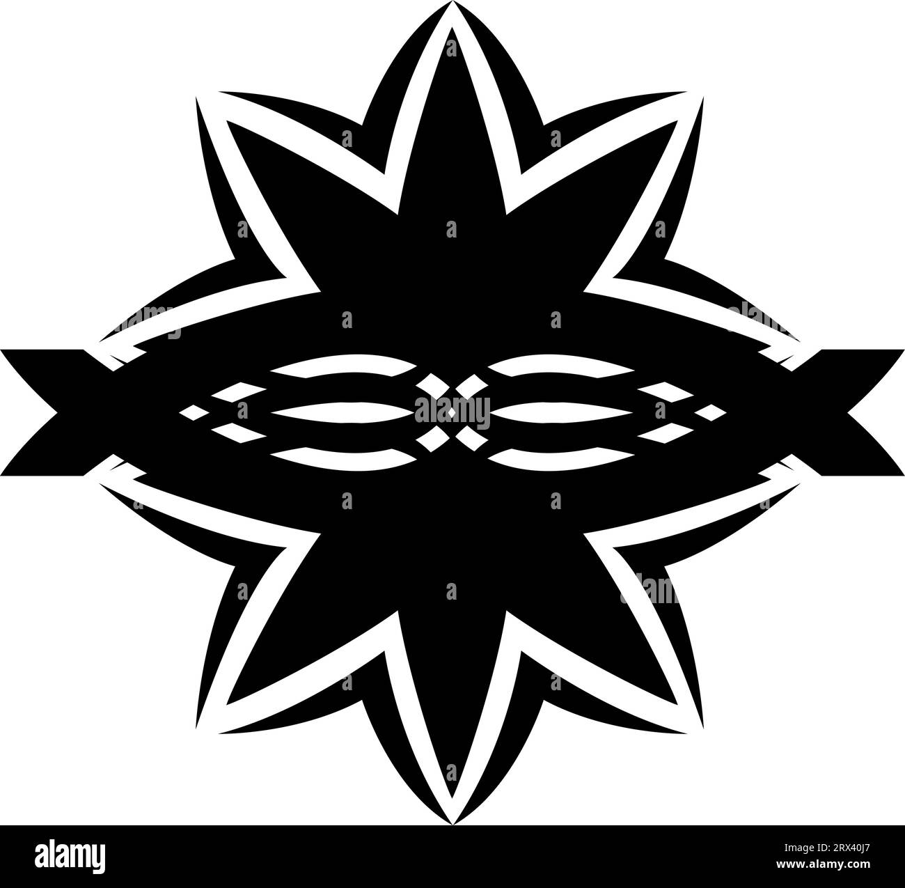 Lilienblüten-Tattoo, Tattoo-Illustration, Vektor auf weißem Hintergrund. Stock Vektor