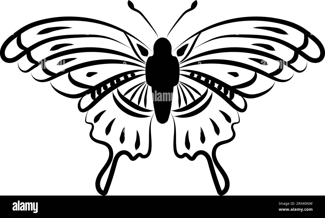 Schmetterlings-Tattoo, Illustration, Vektor auf weißem Hintergrund. Stock Vektor