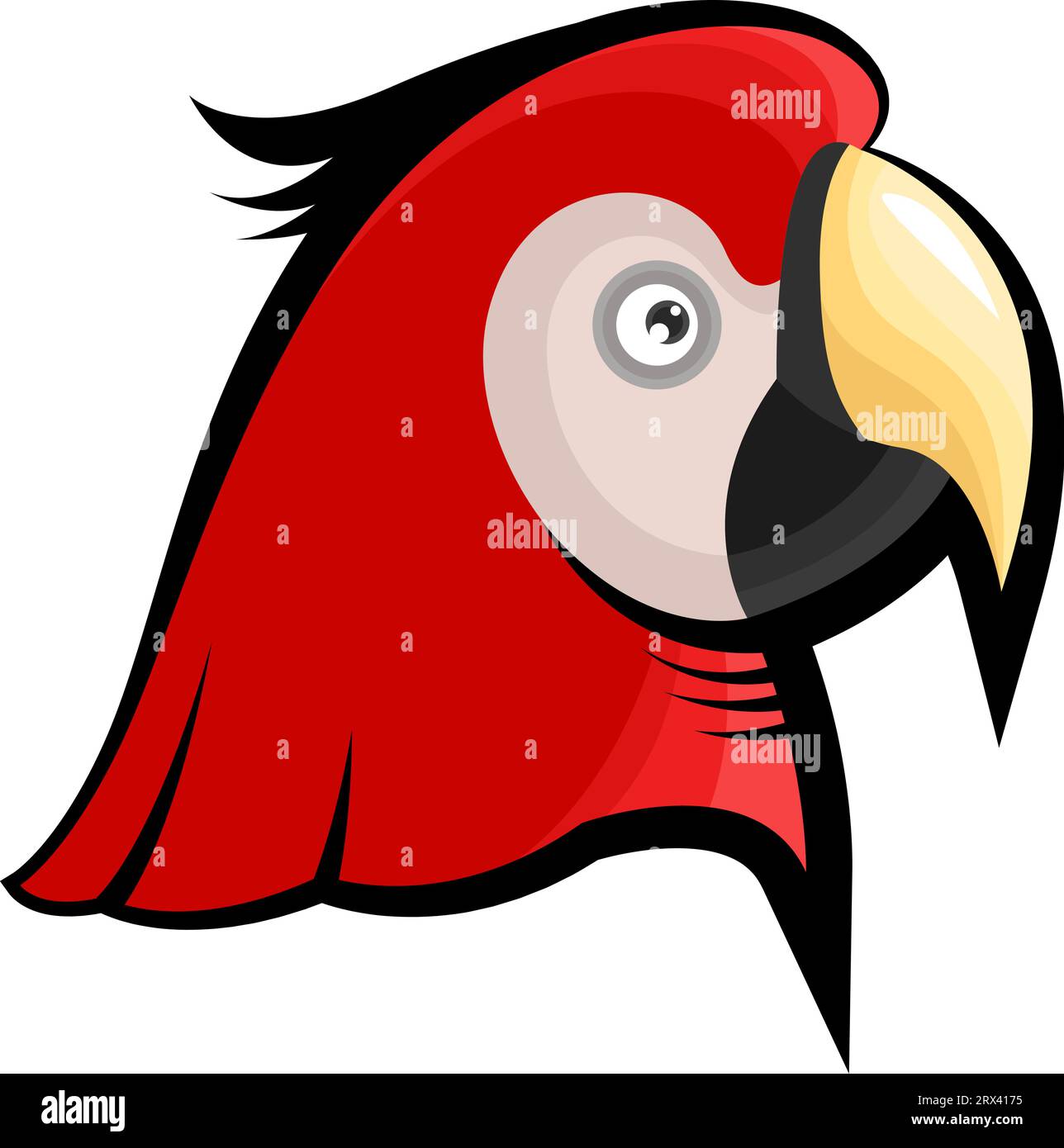 Roter Papageienkopf Tattoo , Illustration, Vektor auf weißem Hintergrund. Stock Vektor