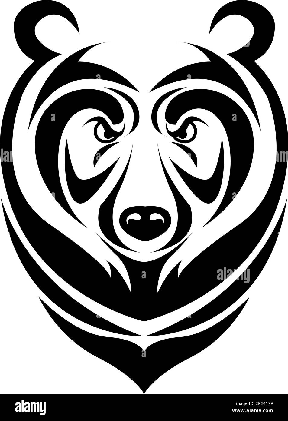 Bär-Tattoo-Kopf, Tattoo-Illustration, Vektor auf weißem Hintergrund. Stock Vektor