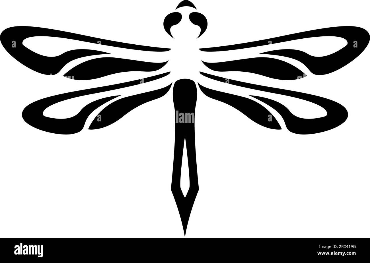 Libellen-Tattoo , Illustration, Vektor auf weißem Hintergrund. Stock Vektor