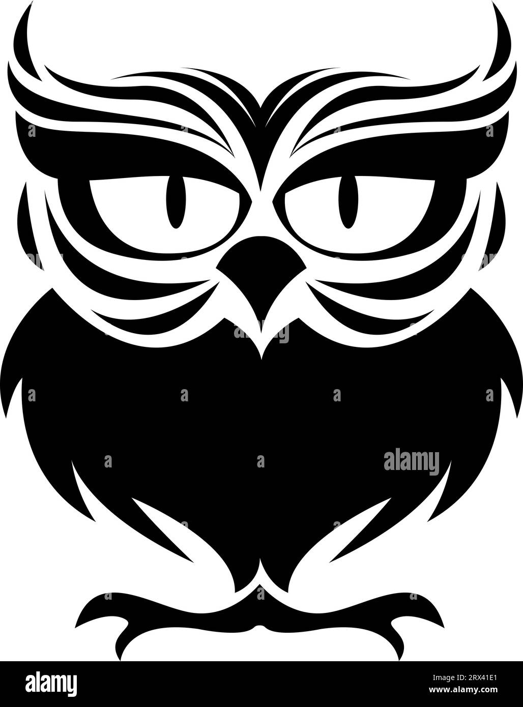 Eulenvogeltattoo, Tattoo-Illustration, Vektor auf weißem Hintergrund. Stock Vektor