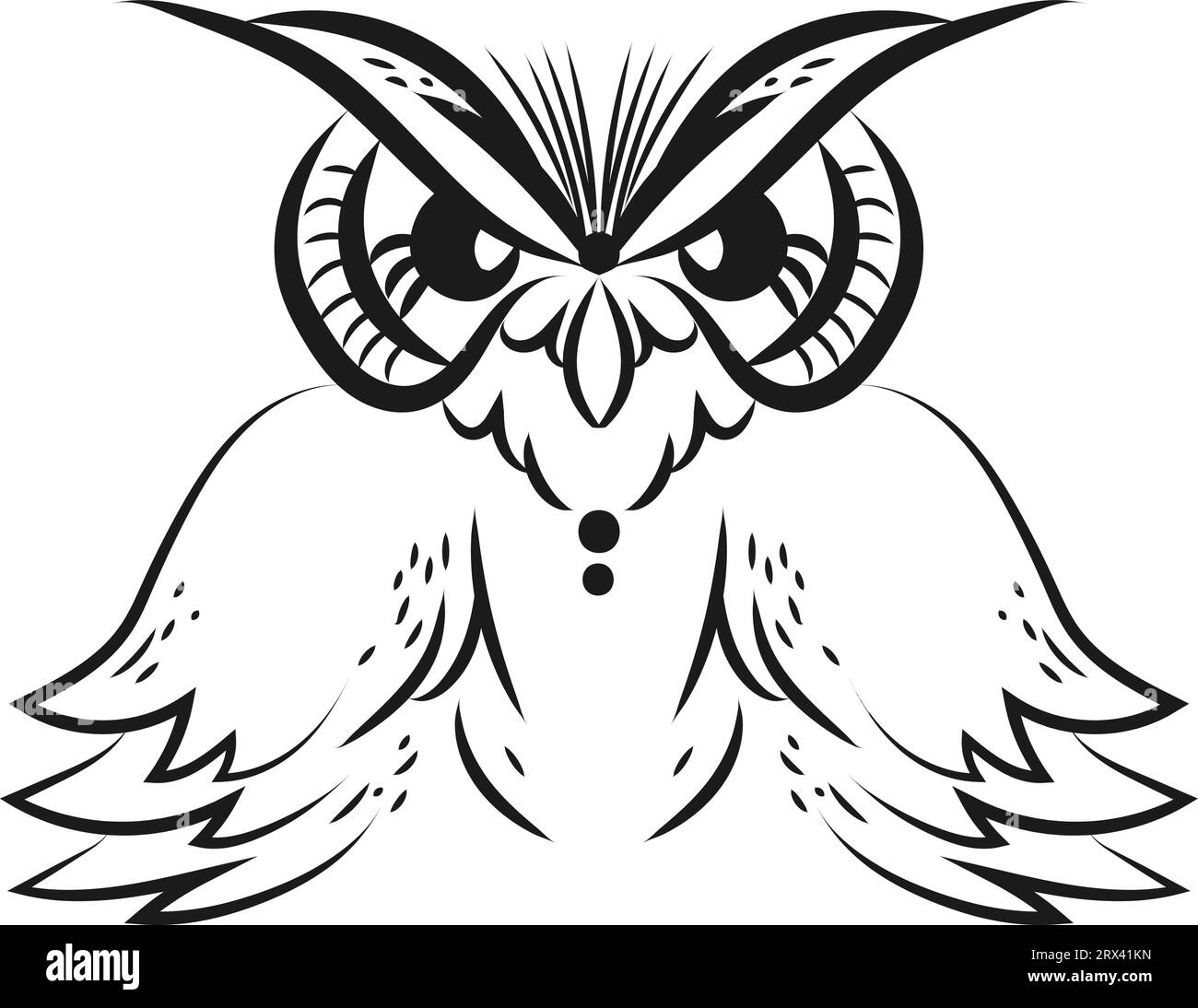 Eulentattoo, Illustration, Vektor auf weißem Hintergrund. Stock Vektor