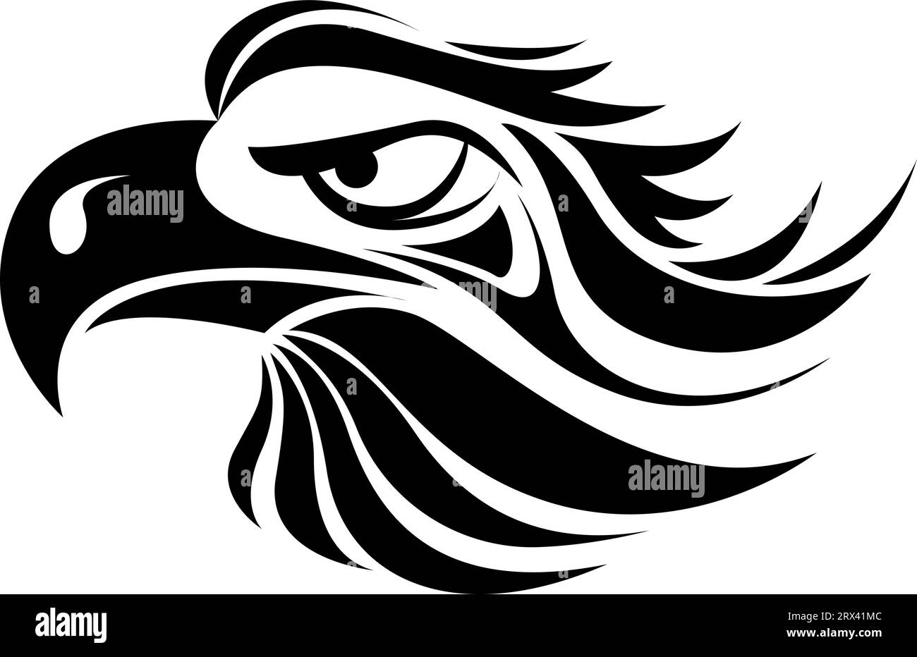 Adlerkopf-Tattoo, Tattoo-Illustration, Vektor auf weißem Hintergrund. Stock Vektor