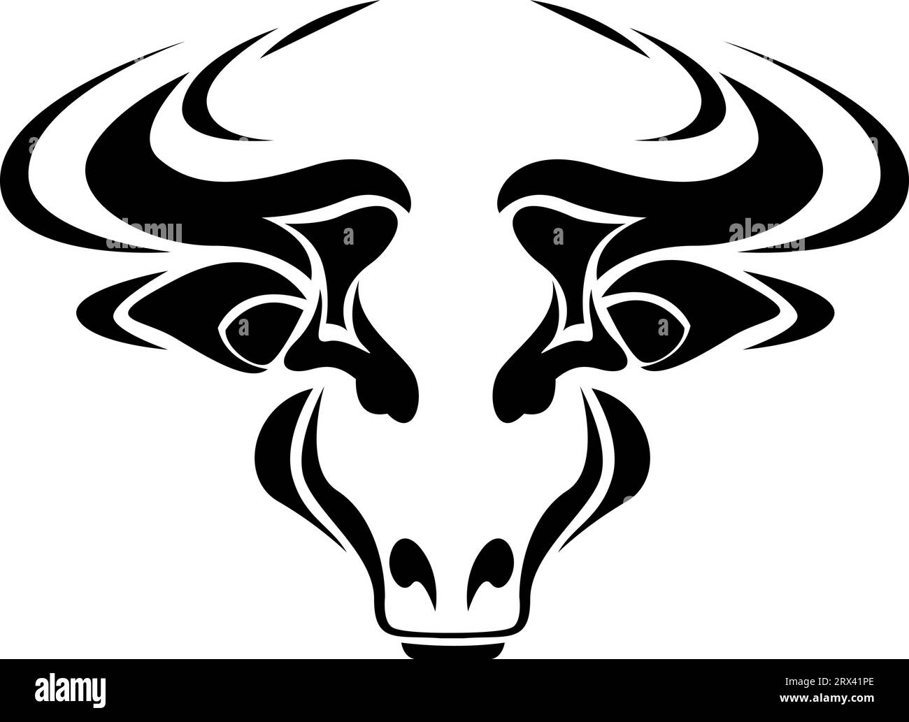 Stier-Tattoo-Kopf, Tattoo-Illustration, Vektor auf weißem Hintergrund. Stock Vektor