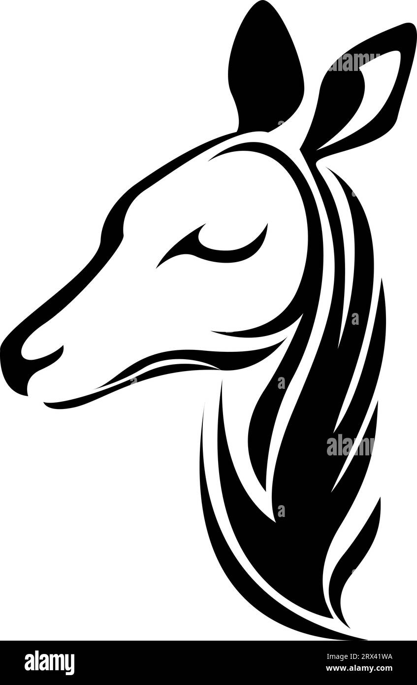 Hirschkopf-Tattoo, Tattoo-Illustration, Vektor auf weißem Hintergrund. Stock Vektor