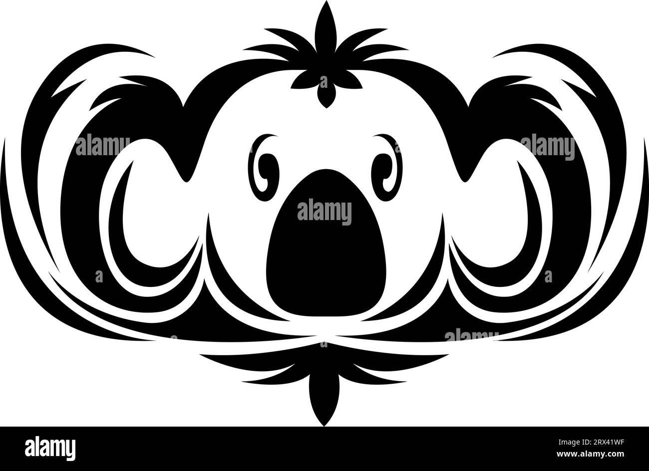 Koala-Kopf-Tattoo, Tattoo-Illustration, Vektor auf weißem Hintergrund. Stock Vektor