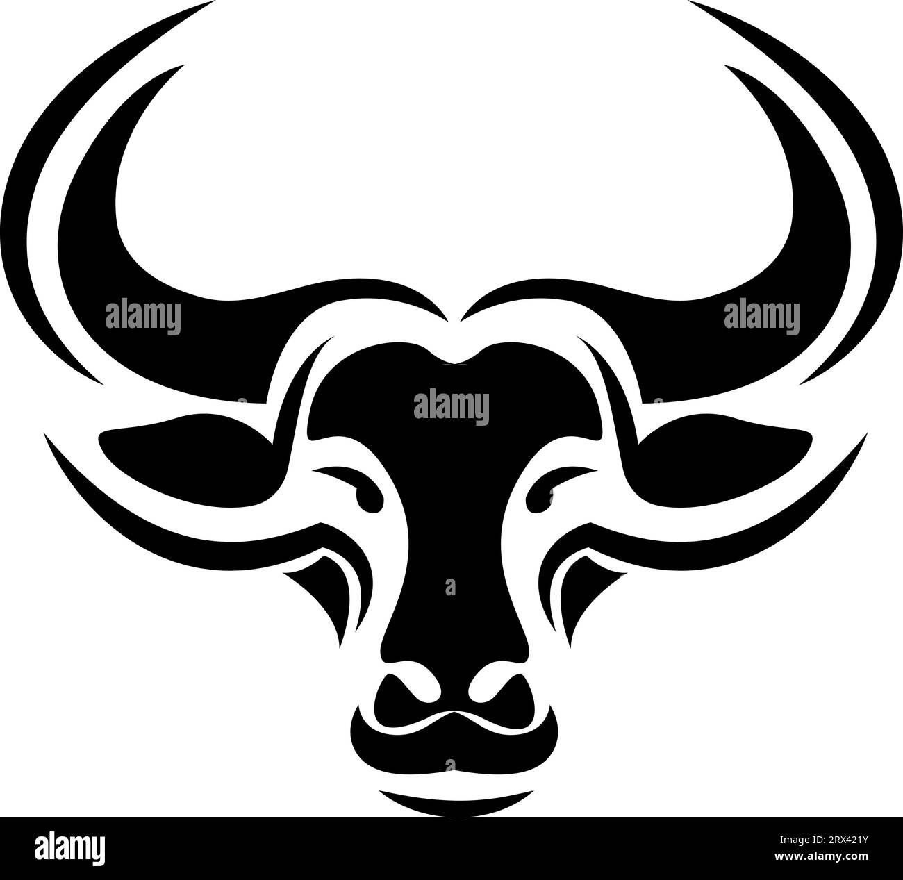 Stierkopf-Tattoo, Tattoo-Illustration, Vektor auf weißem Hintergrund. Stock Vektor
