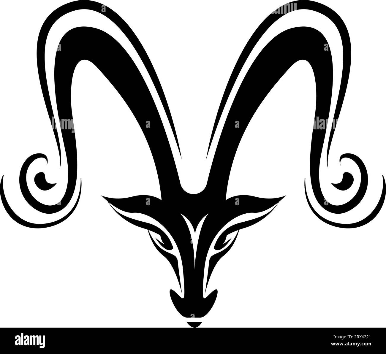 Antelope Kopf Tattoo, Tattoo Illustration, Vektor auf weißem Hintergrund. Stock Vektor